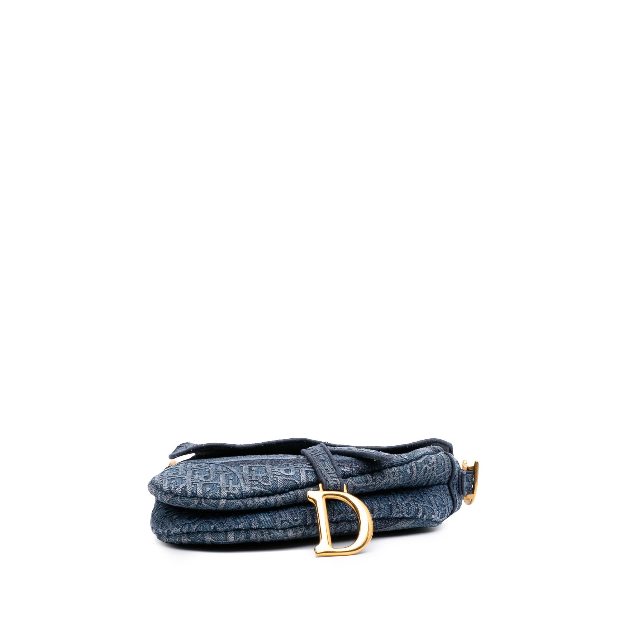 Dior Oblique Embroidered Denim Saddle Bag