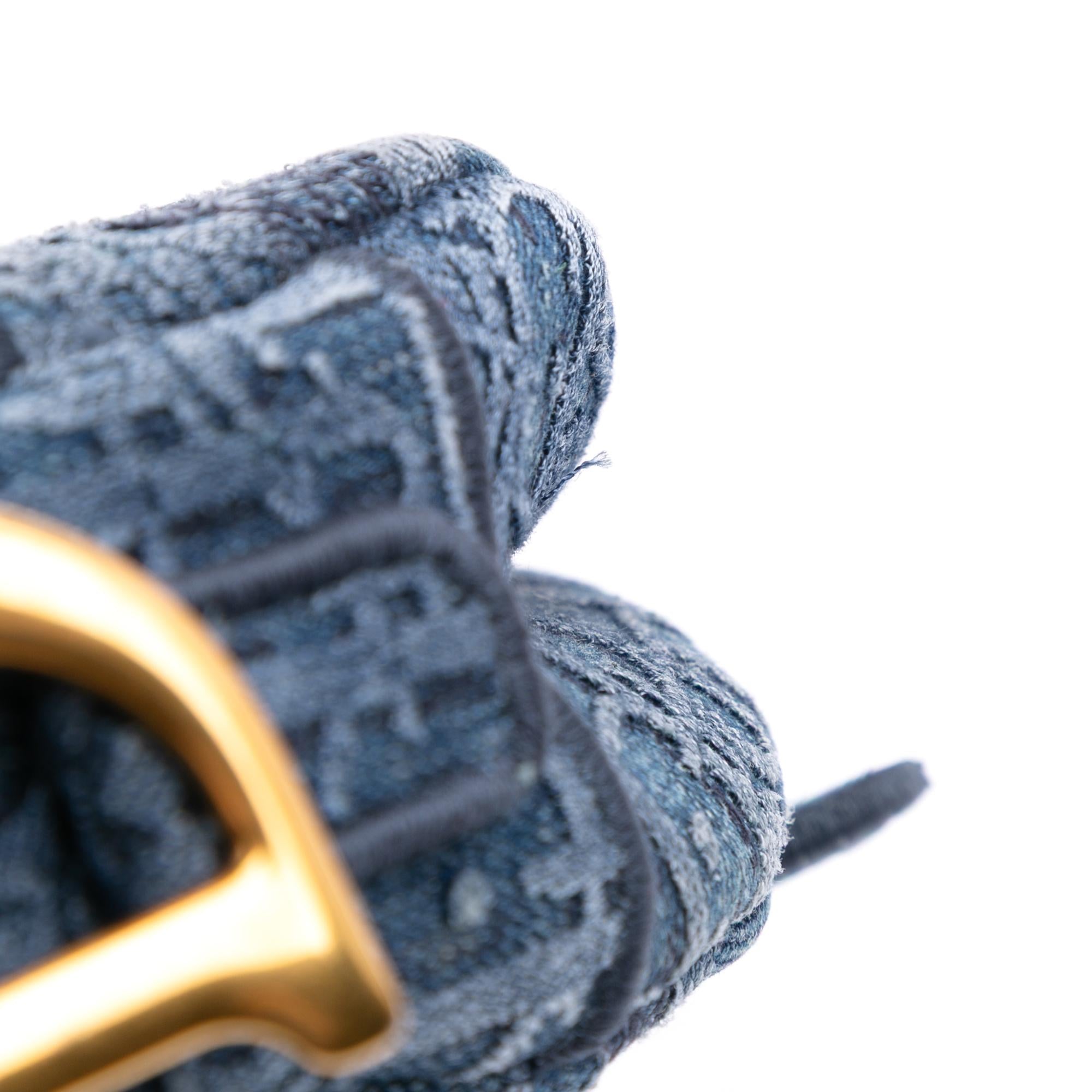 Dior Oblique Embroidered Denim Saddle Bag