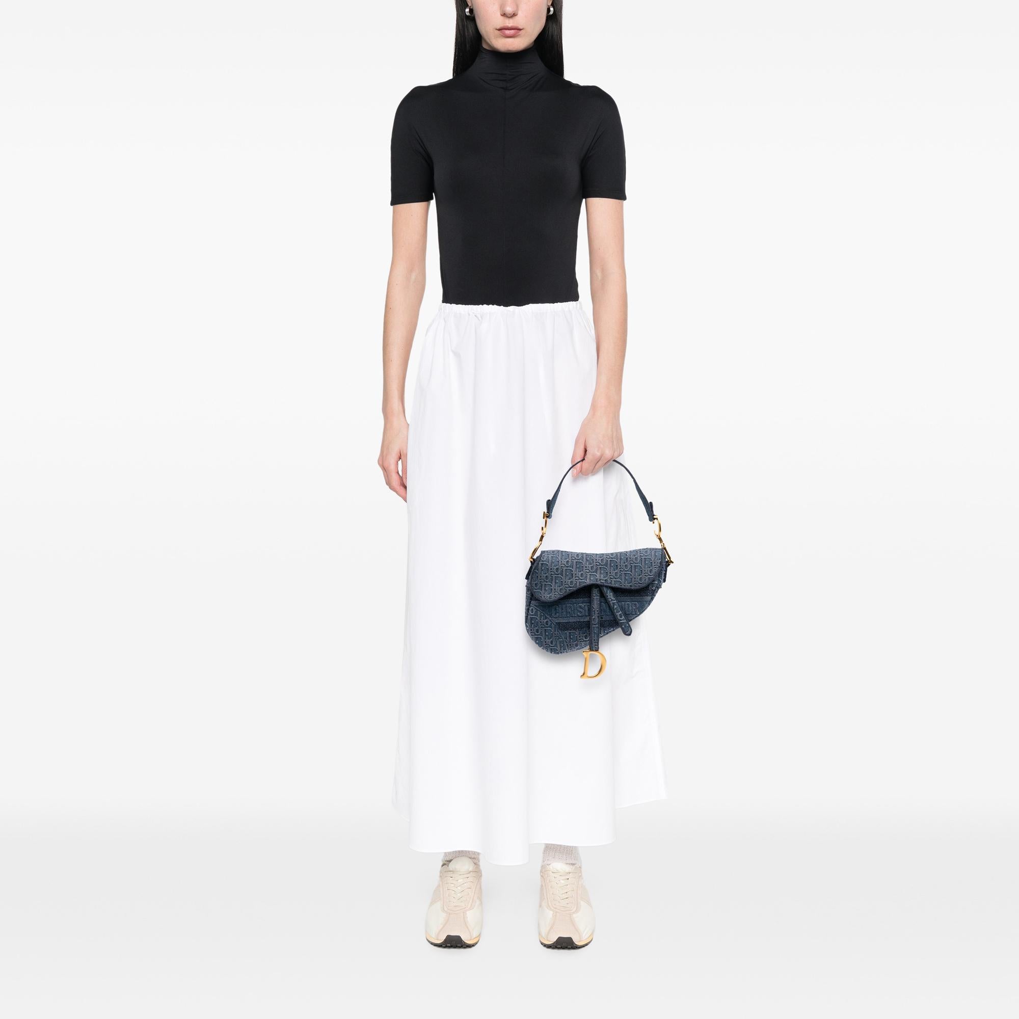 Dior Oblique Embroidered Denim Saddle Bag