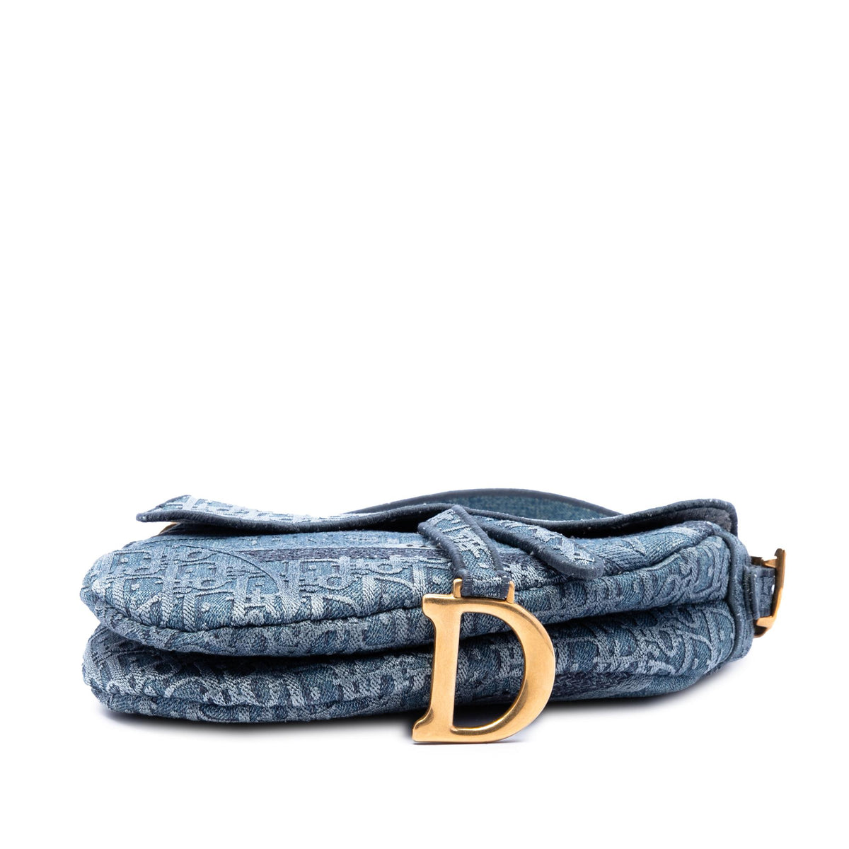 Dior Oblique Embroidered Denim Saddle Bag
