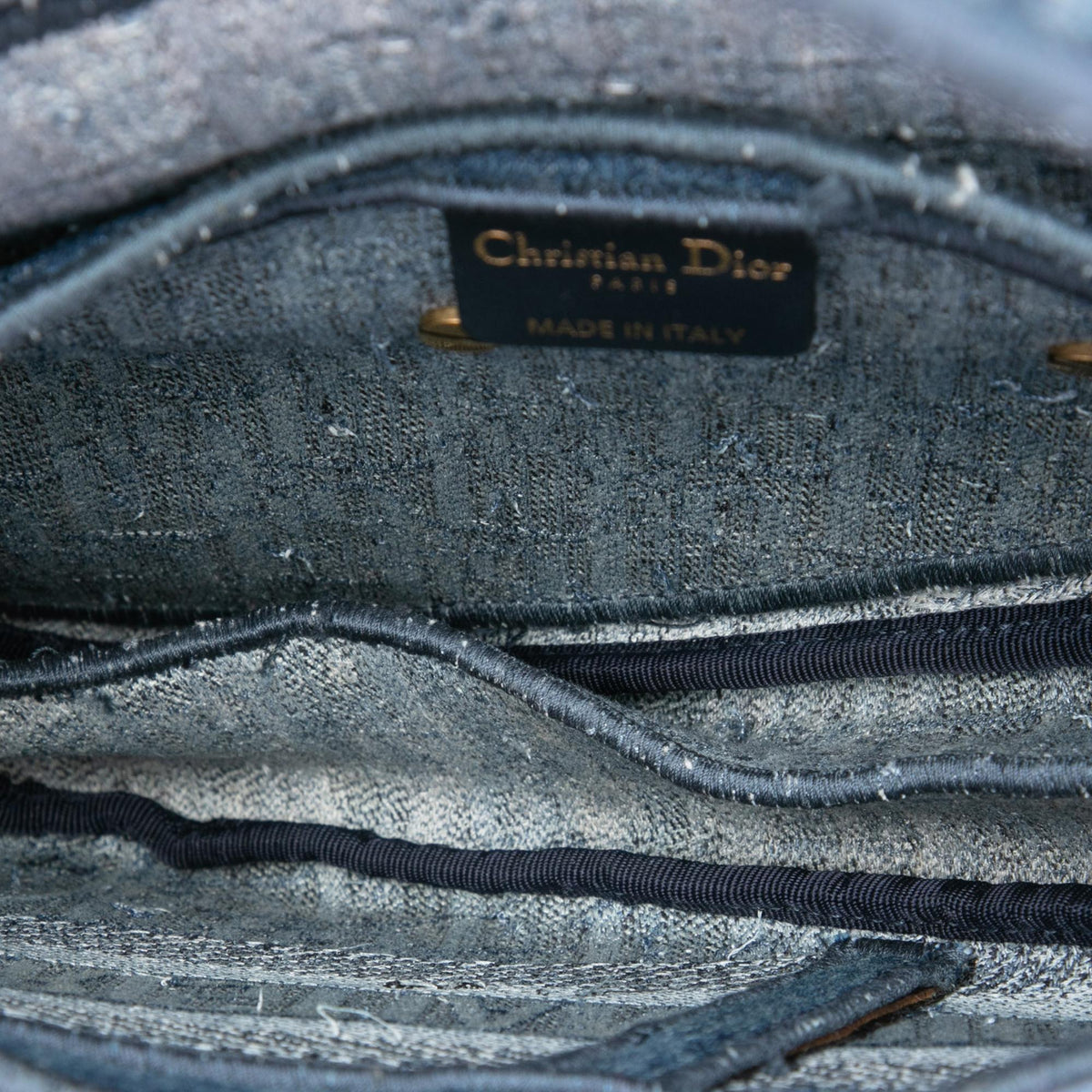 Dior Oblique Embroidered Denim Saddle Bag