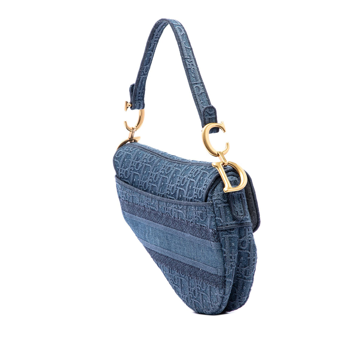 Dior Oblique Embroidered Denim Saddle Bag