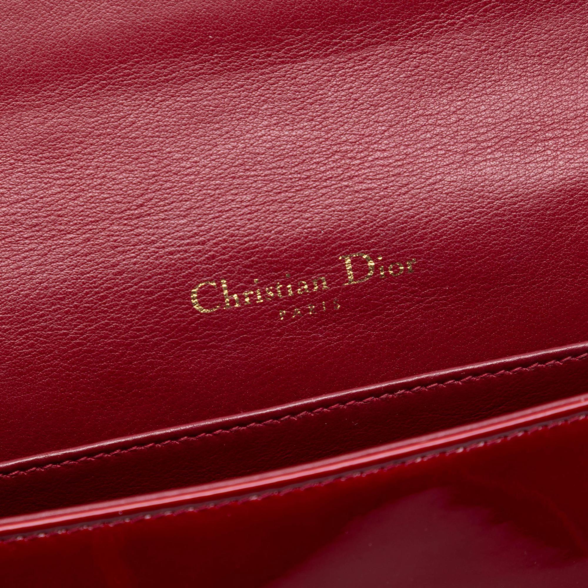 Dior Patent Cannage Lady Dior Chain Convertible Clutch