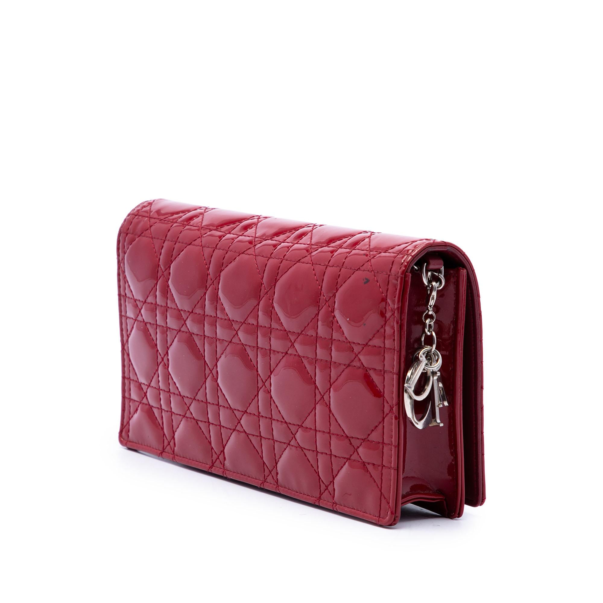Dior Patent Cannage Lady Dior Chain Convertible Clutch