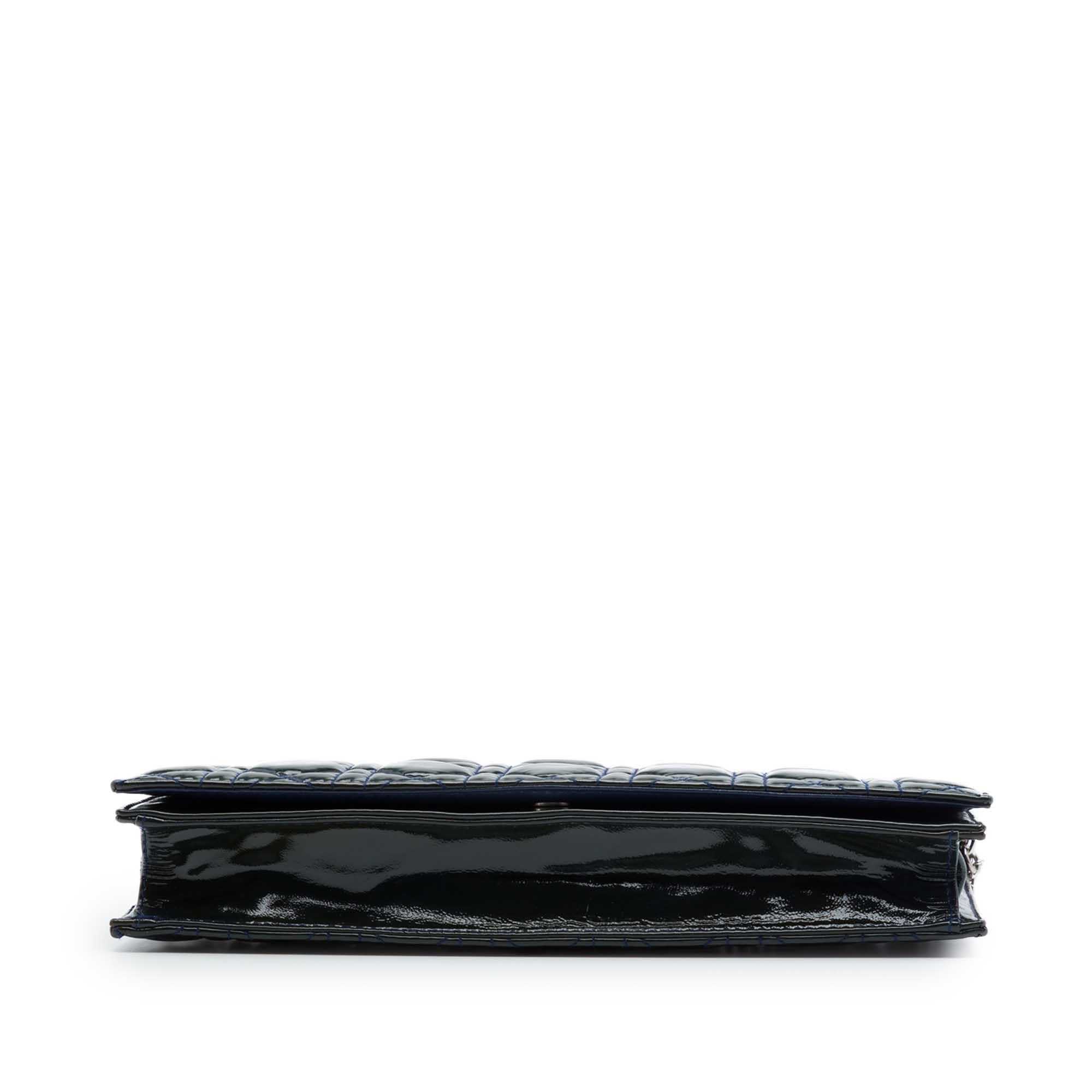 Dior Patent Cannage Lady Dior Clutch with Chain