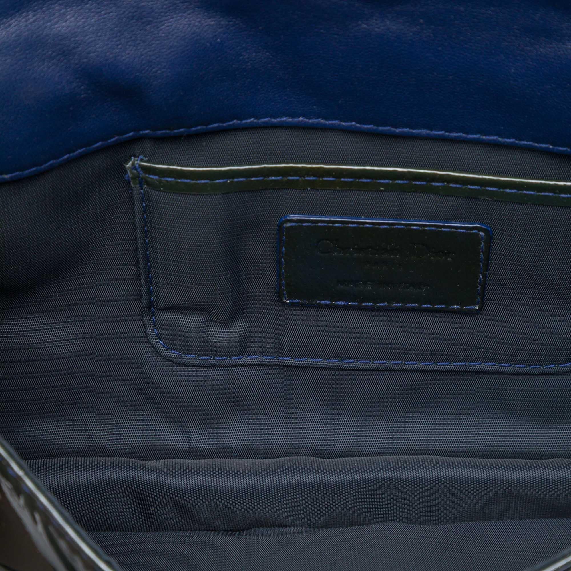 Dior Patent Cannage Lady Dior Clutch with Chain