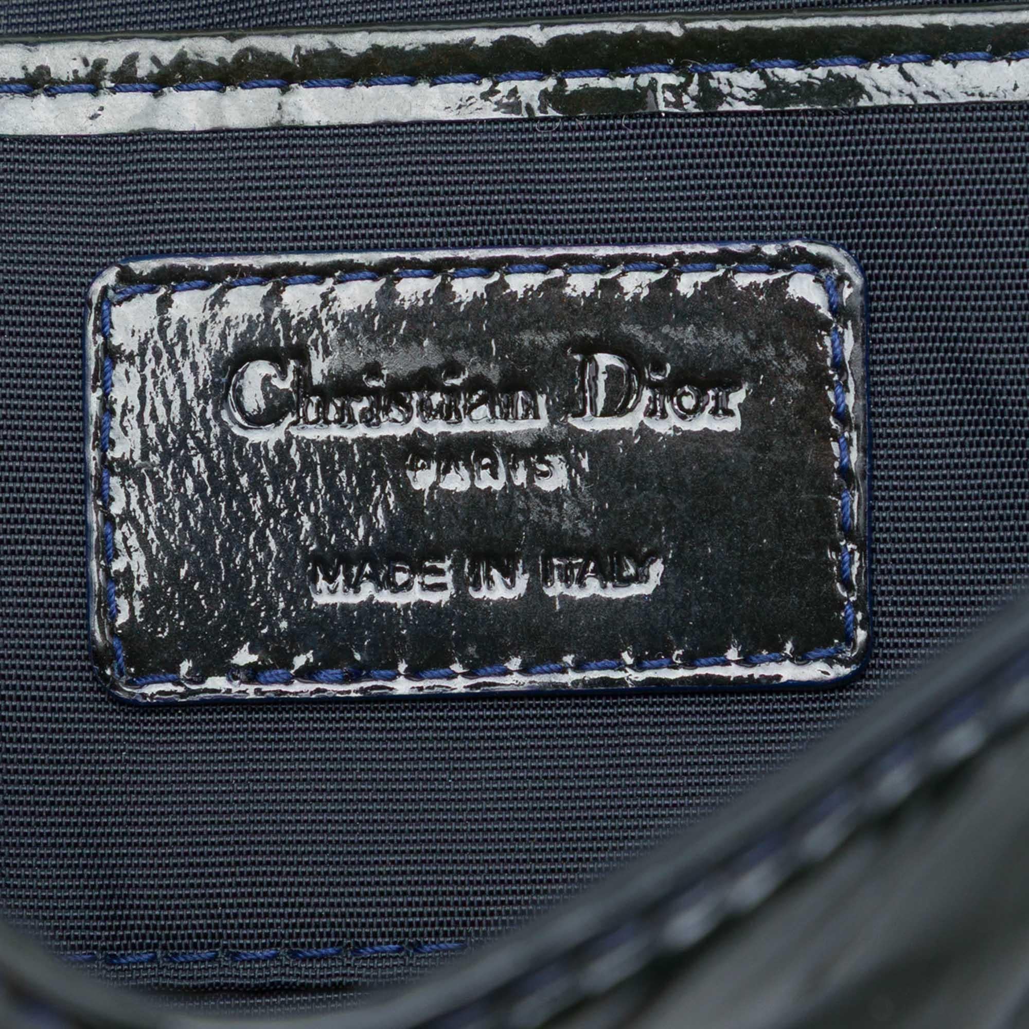 Dior Patent Cannage Lady Dior Clutch with Chain