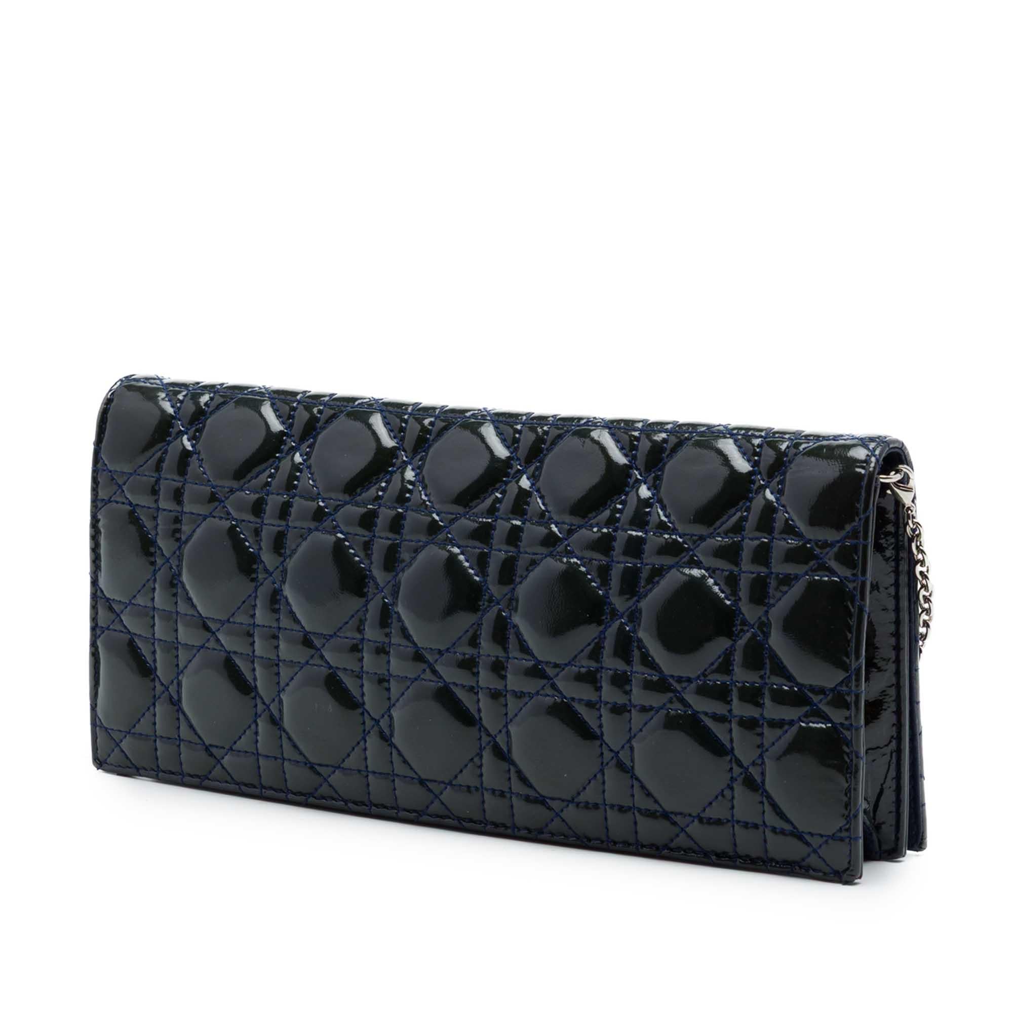 Dior Patent Cannage Lady Dior Clutch with Chain