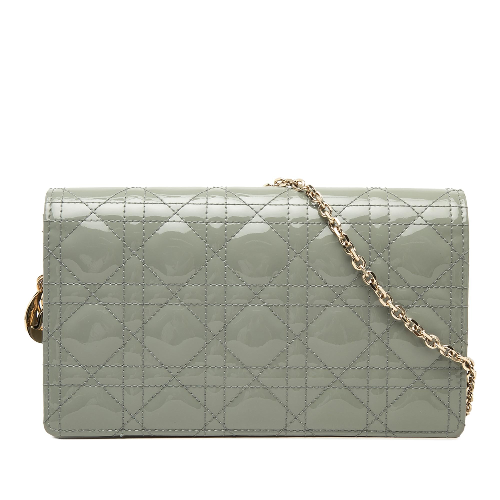 Dior Patent Cannage Lady Dior Wallet On Chain