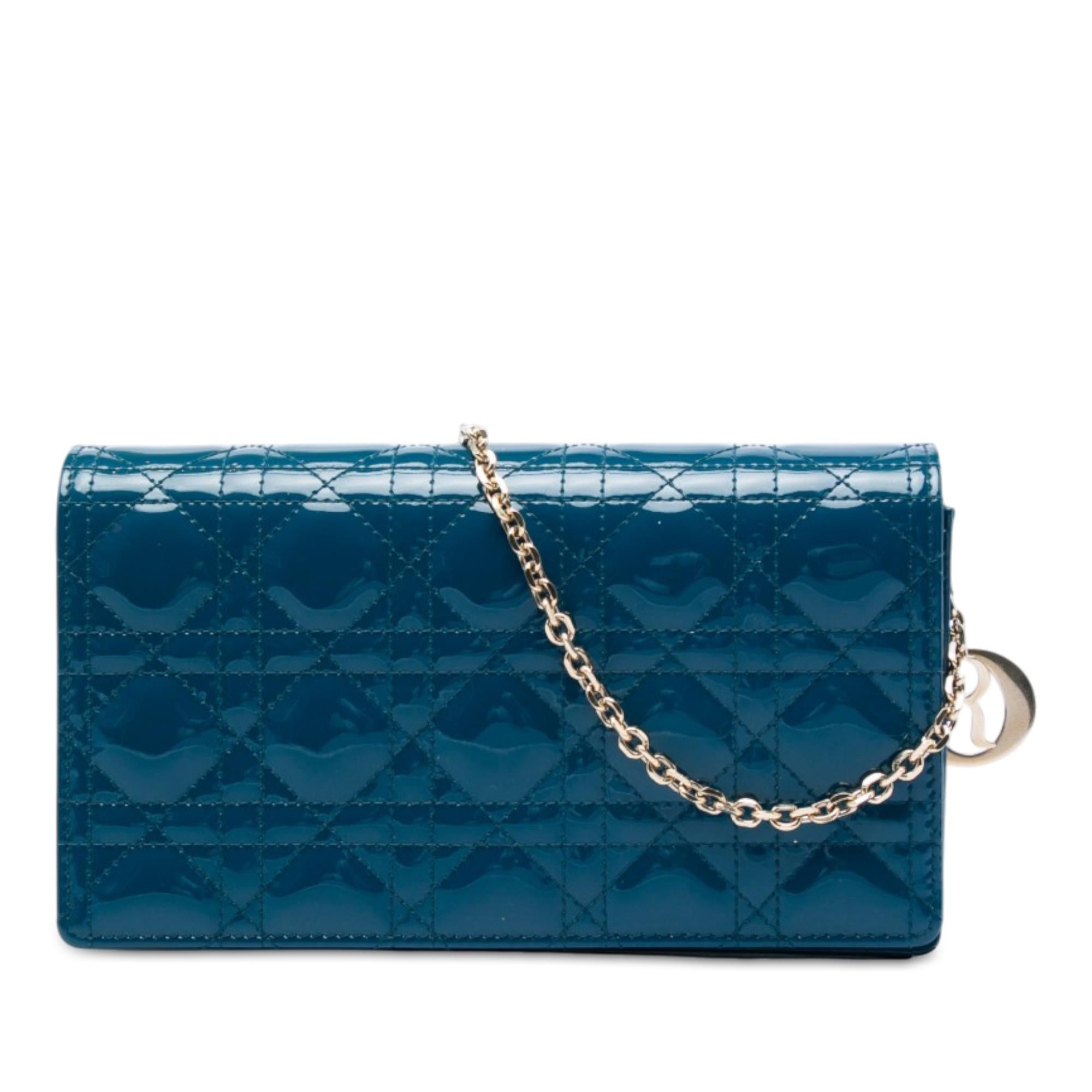 Dior Patent Cannage Lady Dior Wallet On Chain