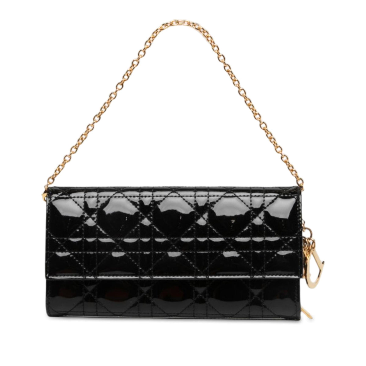 Dior Patent Cannage Lady Dior Wallet On Chain