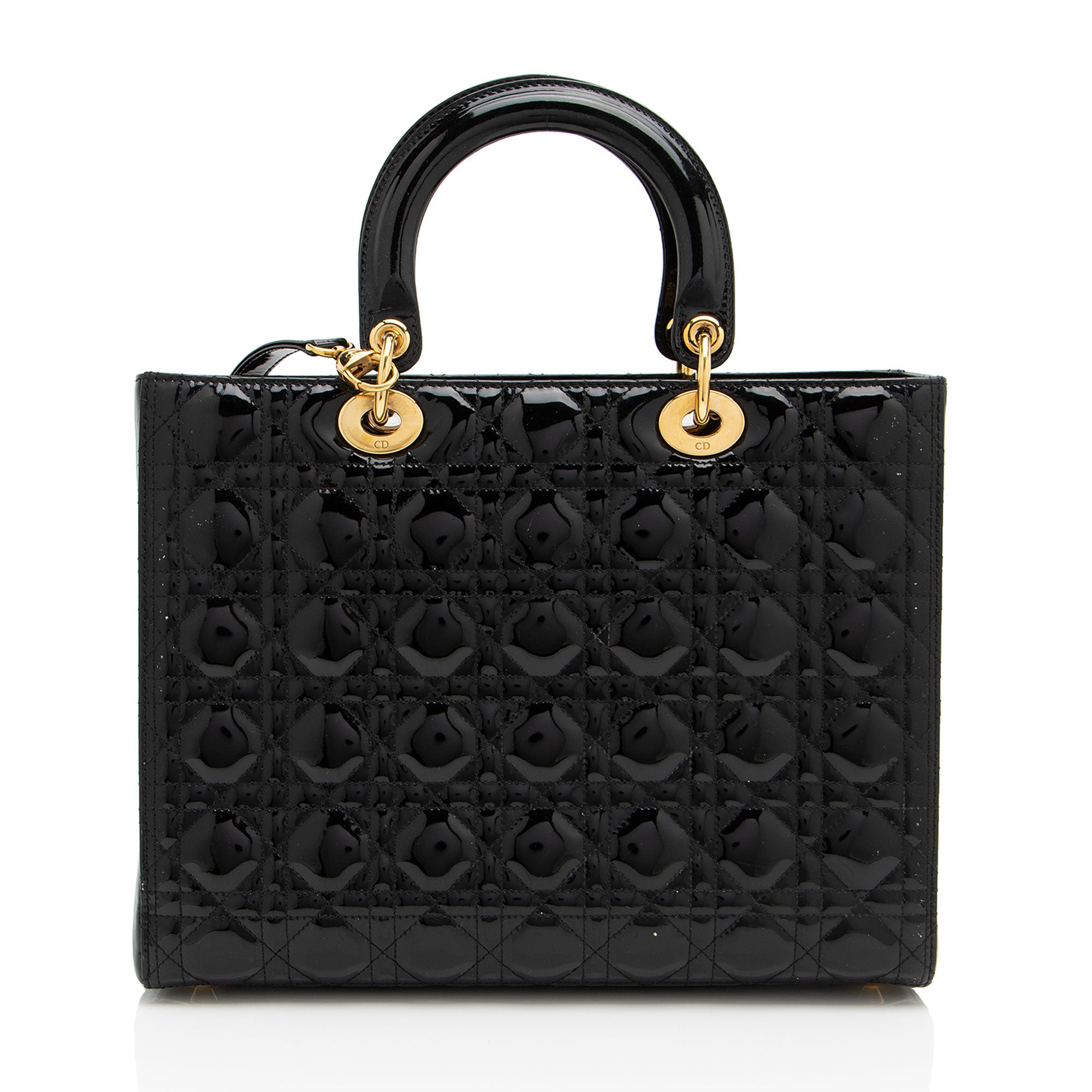 Dior Patent Leather Lady Dior Large Tote (SHF-GVZhUv)