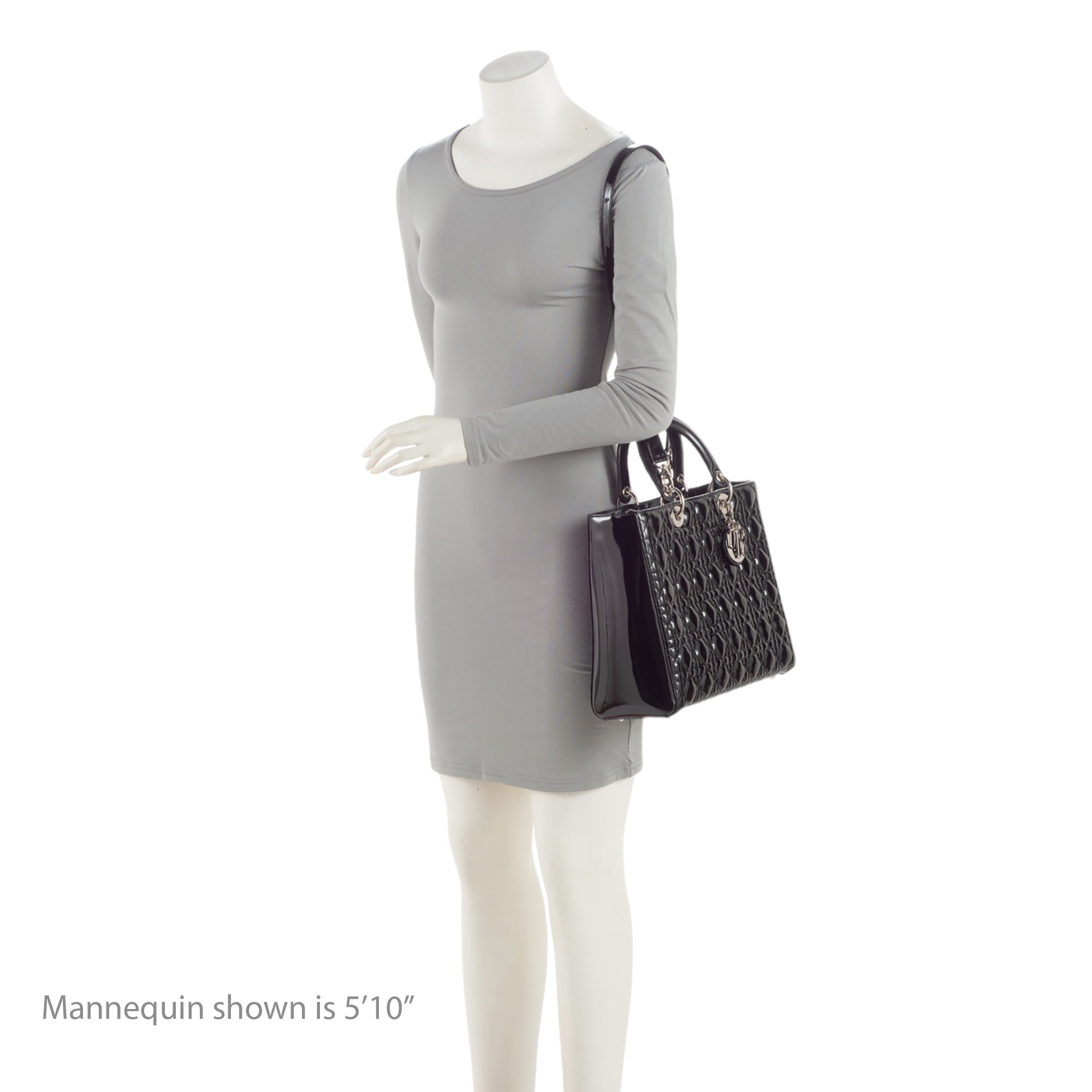 Dior Patent Leather Lady Dior Large Tote (SHF-GVZhUv)