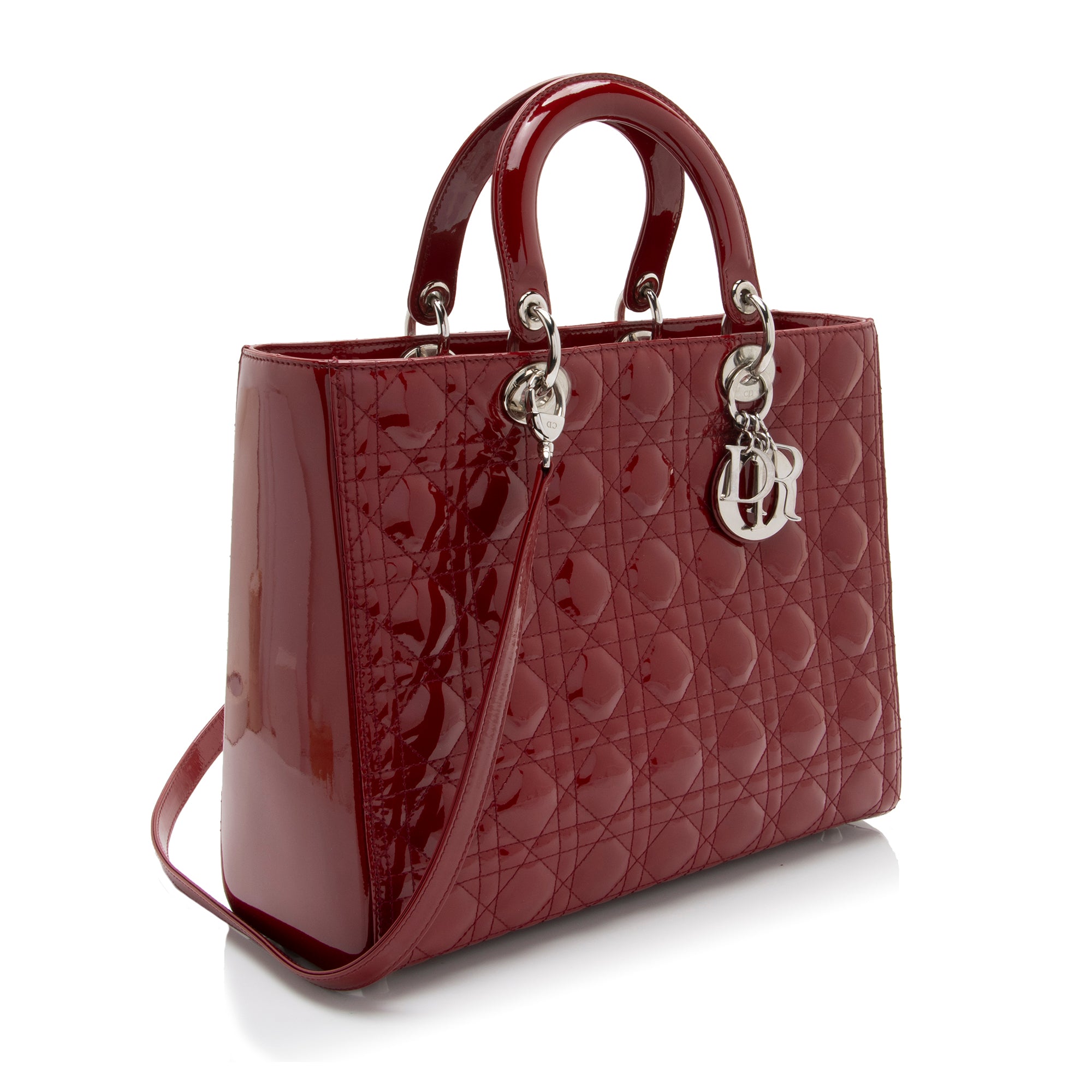 Dior Patent Leather Lady Dior Large Tote (SHF-91E8TQ)