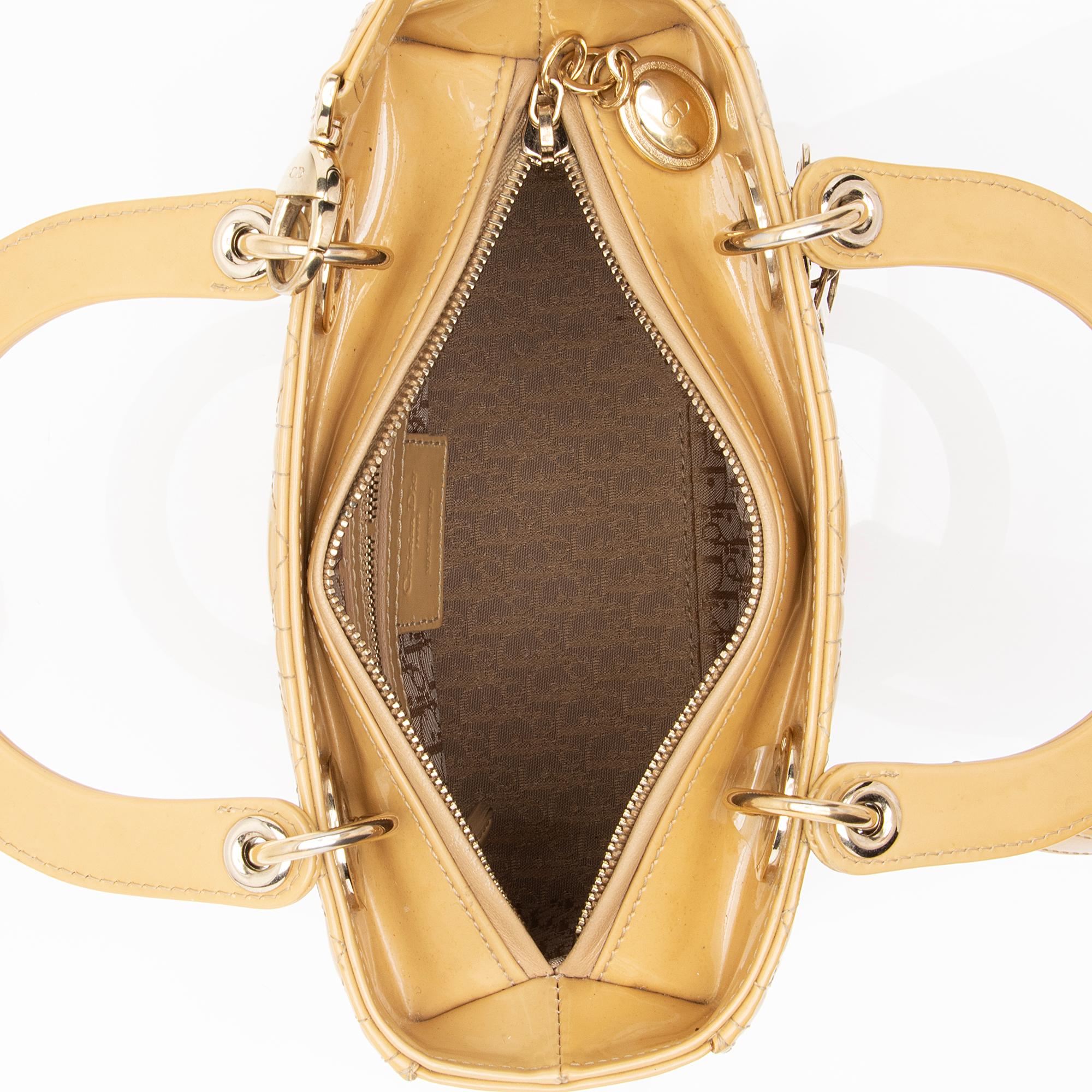 Dior Patent Leather Lady Dior Medium Tote (SHF-l6Ix36)