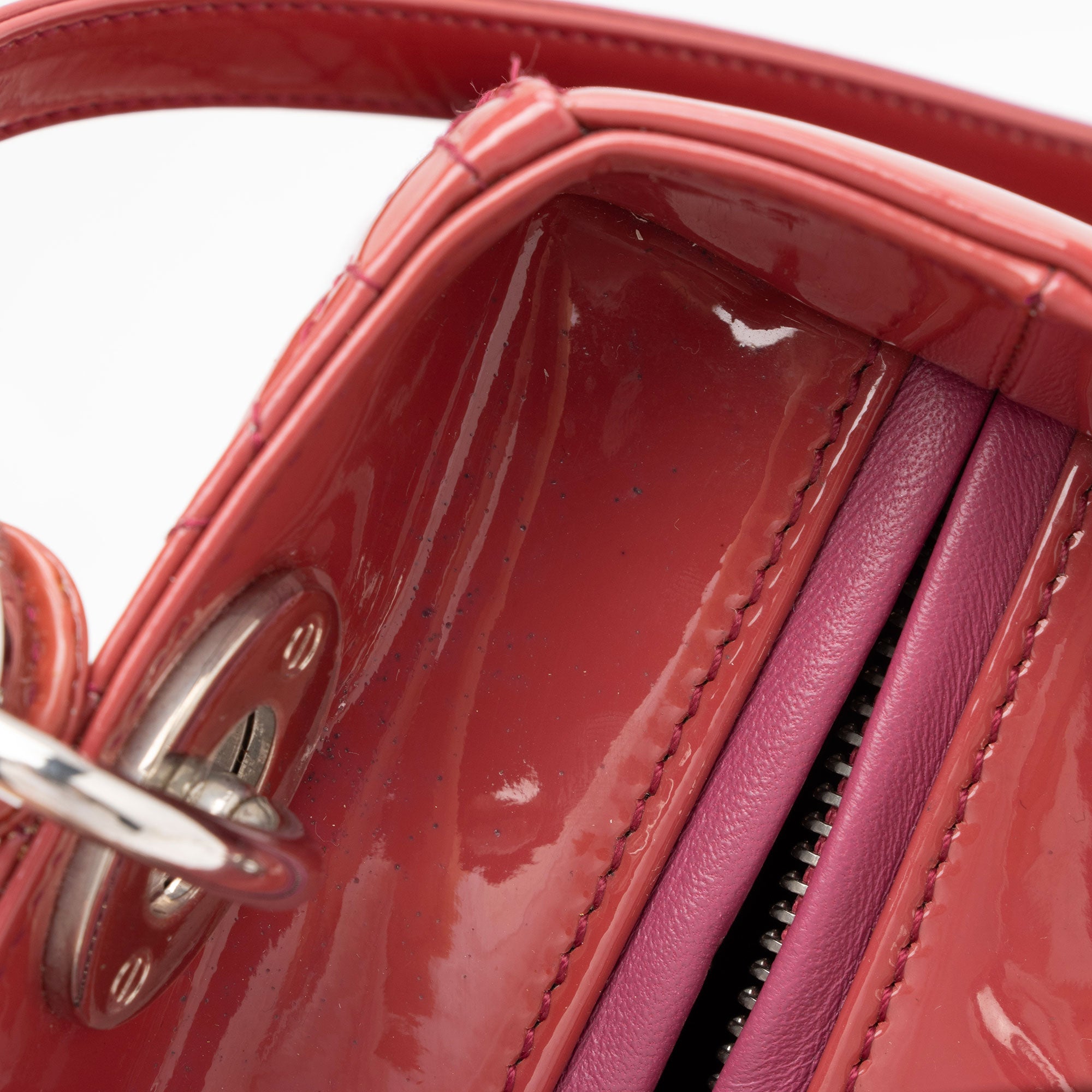 Dior Patent Leather Lady Dior Medium Tote (SHF-9SFjWH)