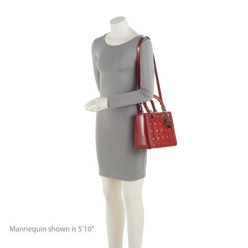 Dior Patent Leather Lady Dior Medium Tote (SHF-Wd5jCB)