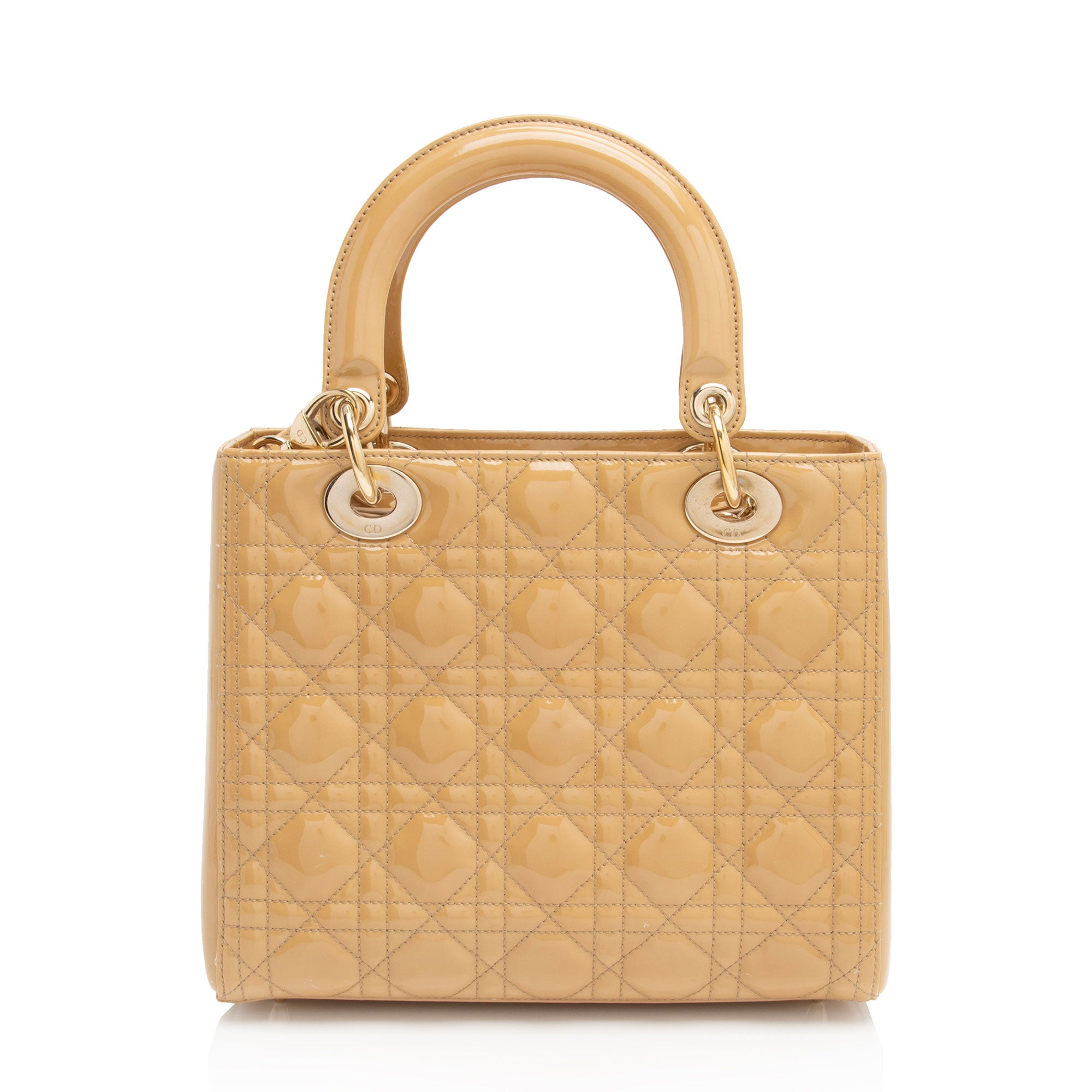 Dior Patent Leather Lady Dior Medium Tote (SHF-8qfooJ)