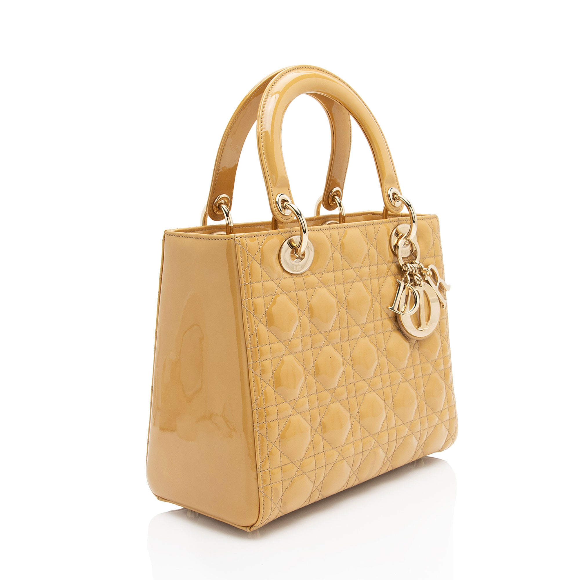 Dior Patent Leather Lady Dior Medium Tote