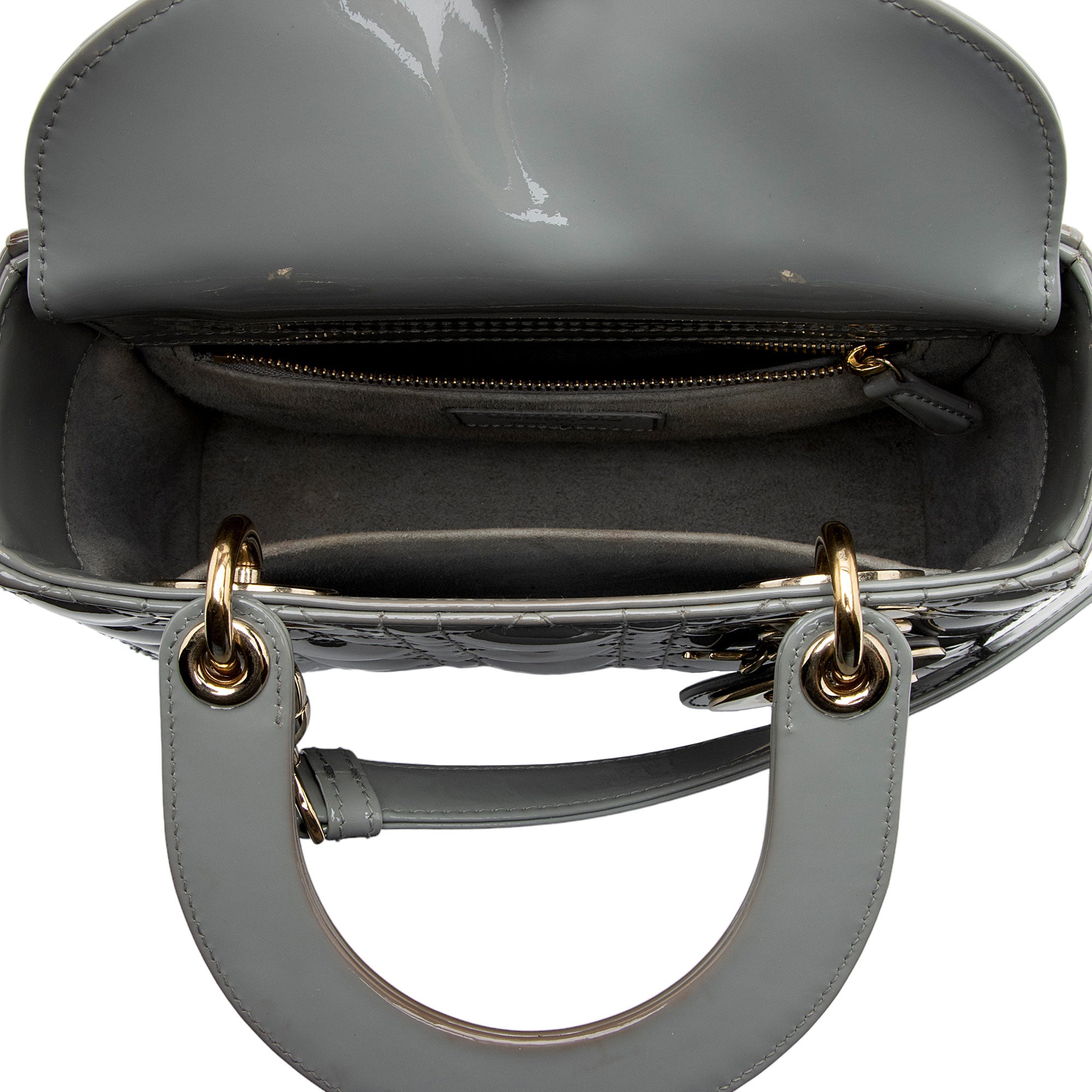 Dior Patent Leather Lady Dior Small Tote (SHF-fRTMgi)