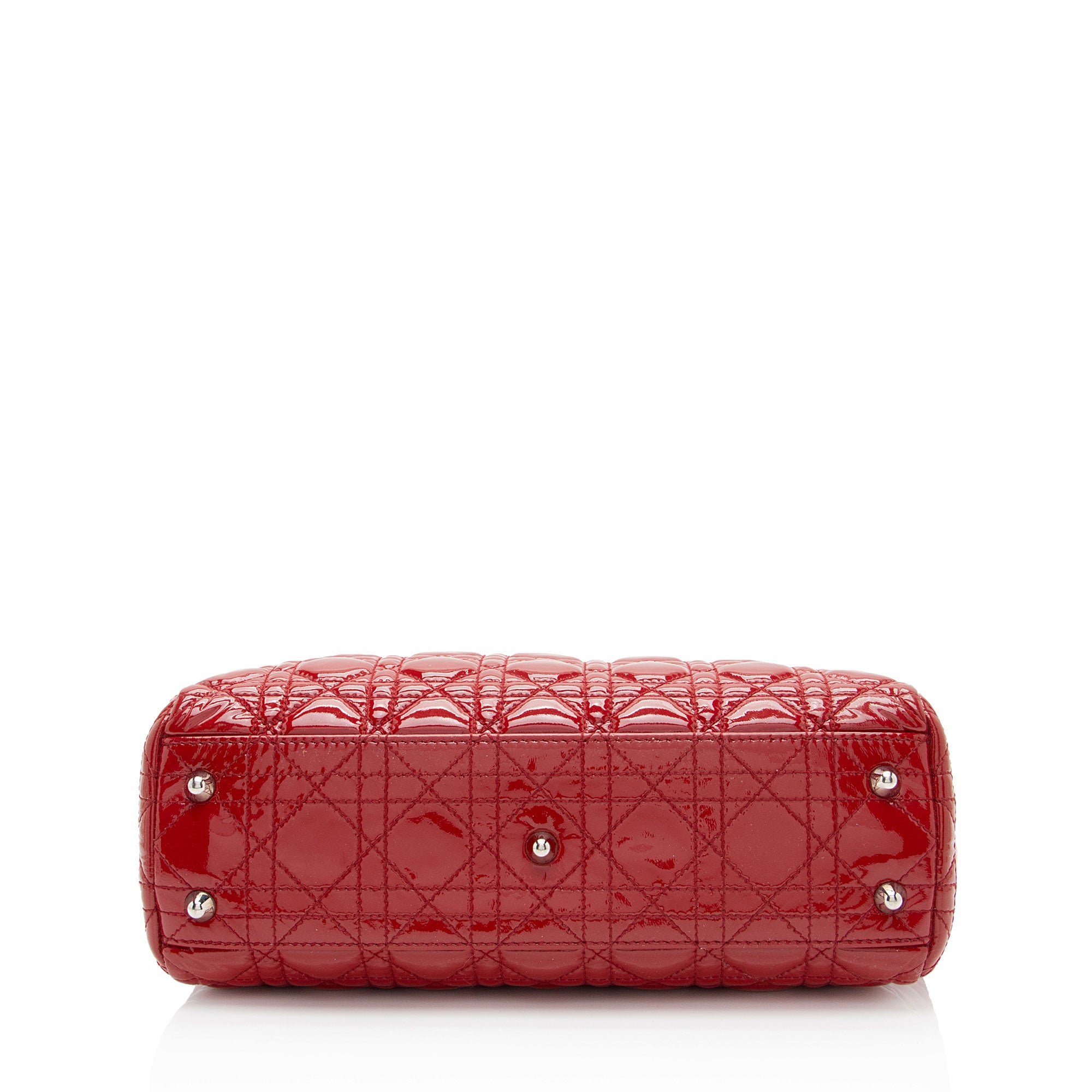 Dior Patent Leather Soft Cannage Lady Dior Small Shopping Tote (SHF-vm0Byx)