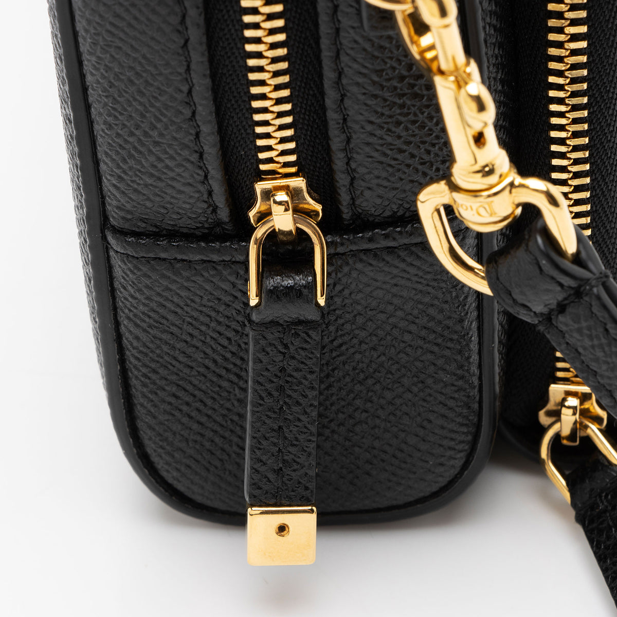 Dior Pebbled Leather Caro Double Pouch Crossbody