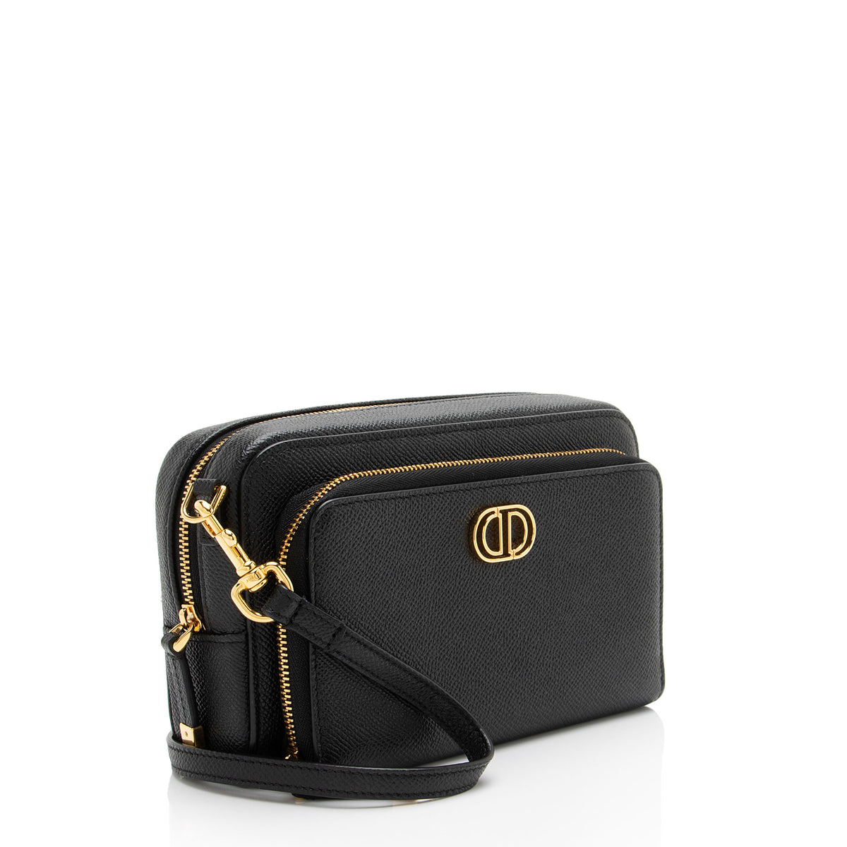 Dior Pebbled Leather Caro Double Pouch Crossbody
