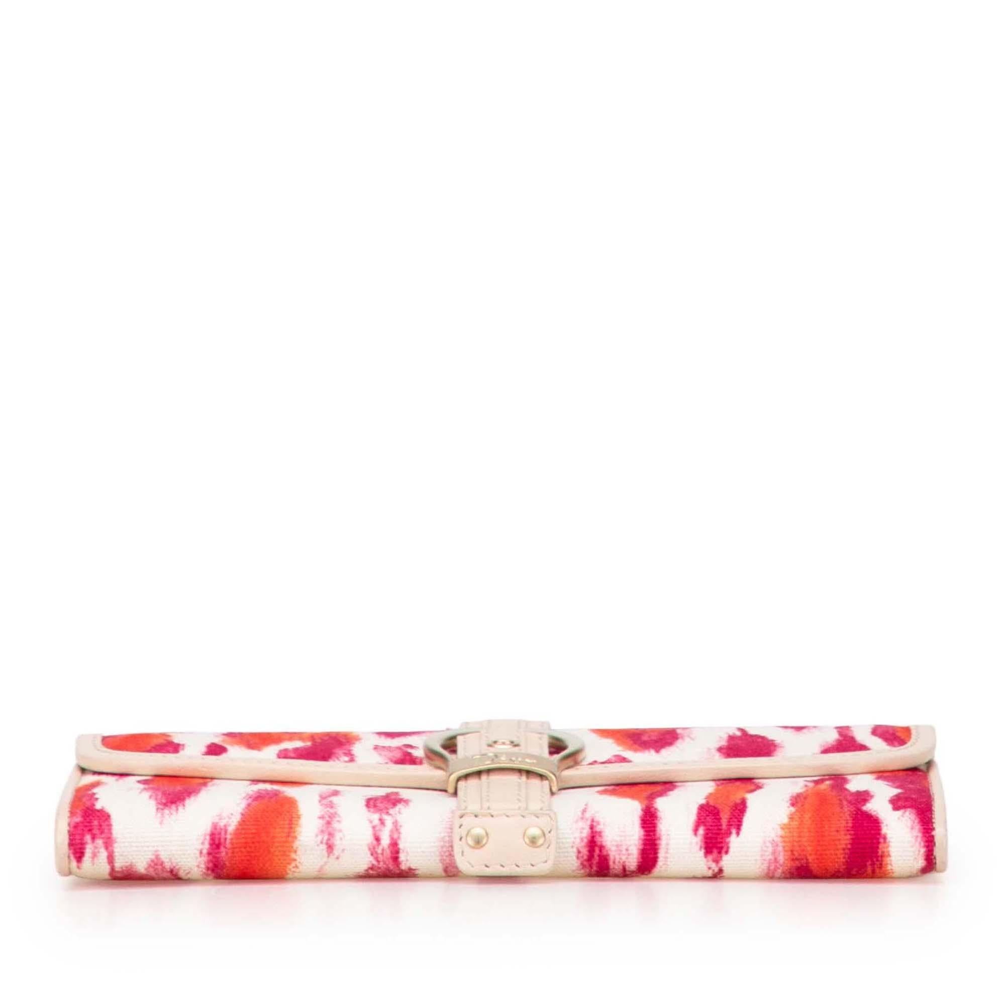 Dior Printed Canvas Buckle Strap Flap Wallet