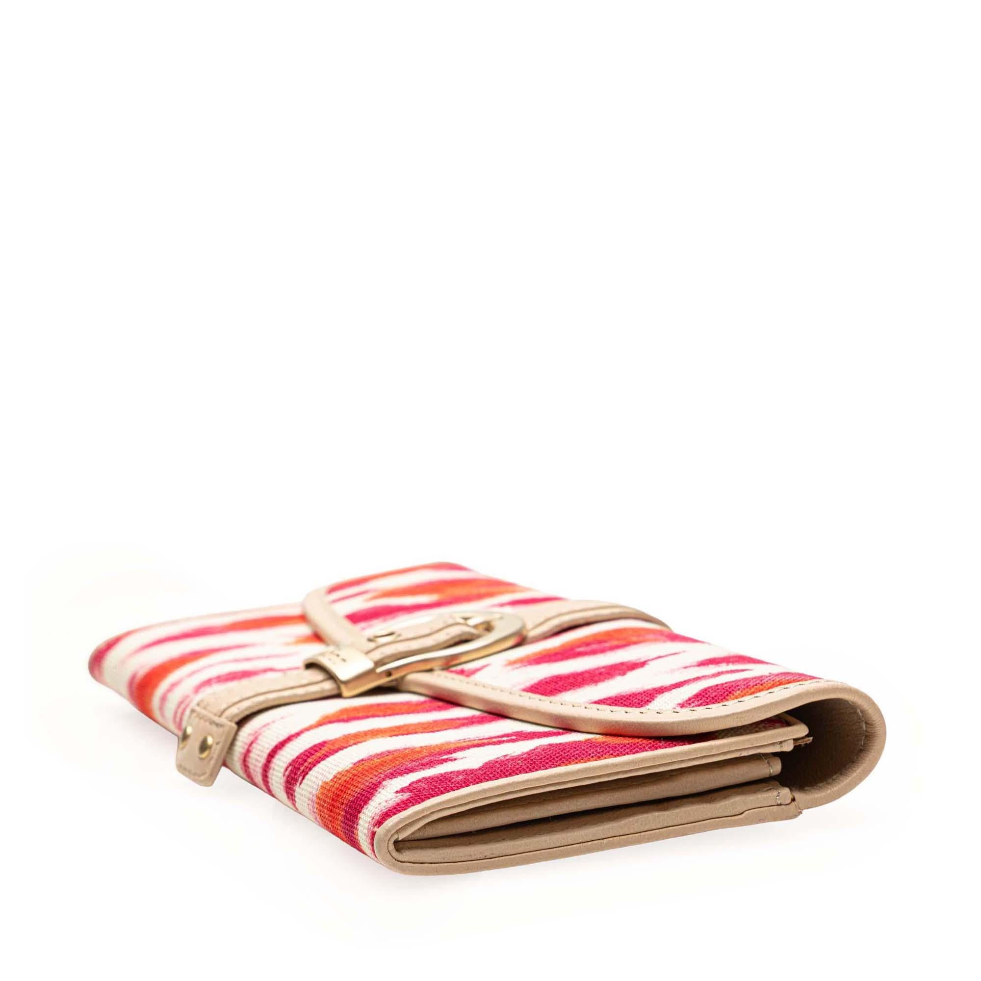 Dior Printed Canvas Buckle Strap Flap Wallet