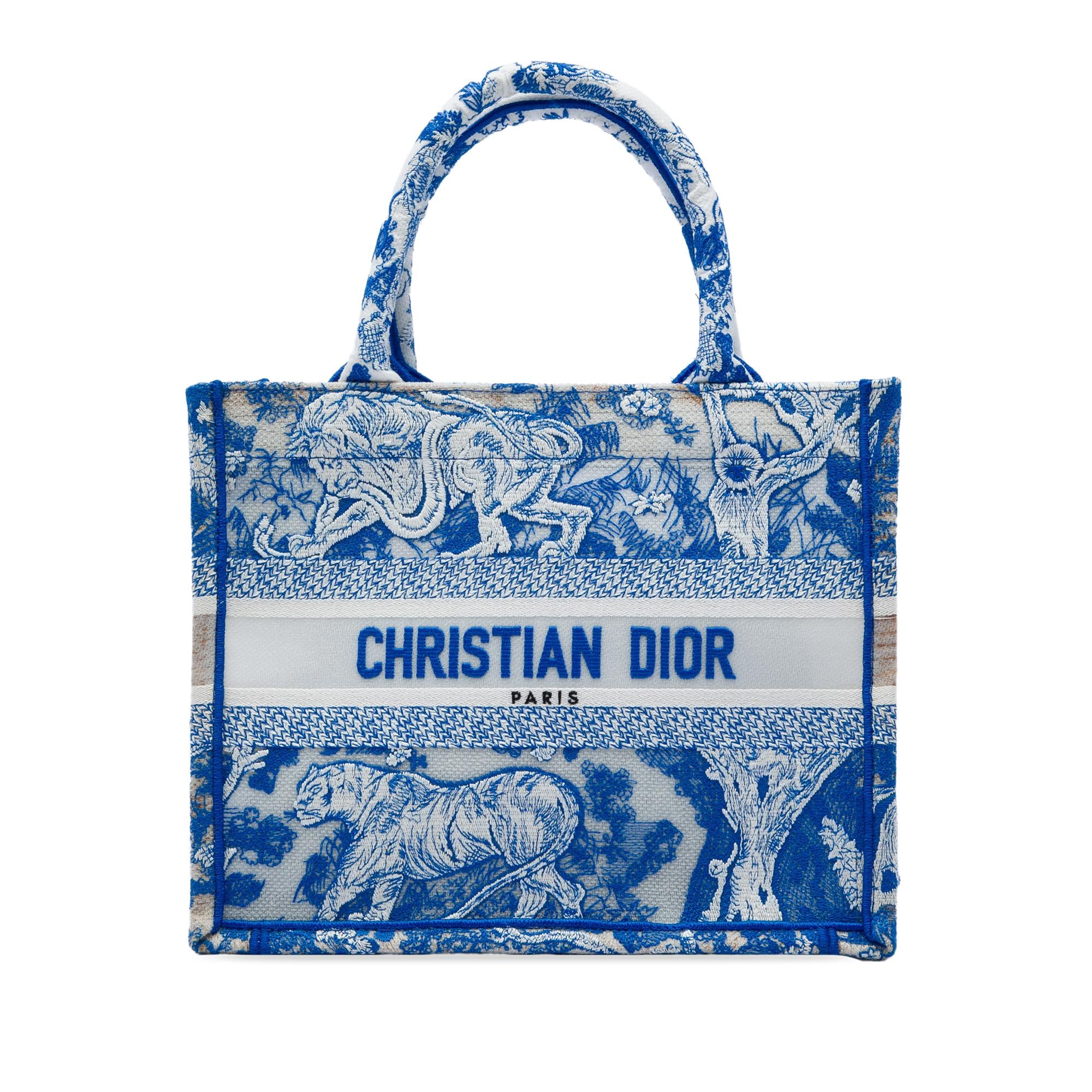 Dior Small Canvas Embroidered Toile De Jouy Sauvage Book Tote
