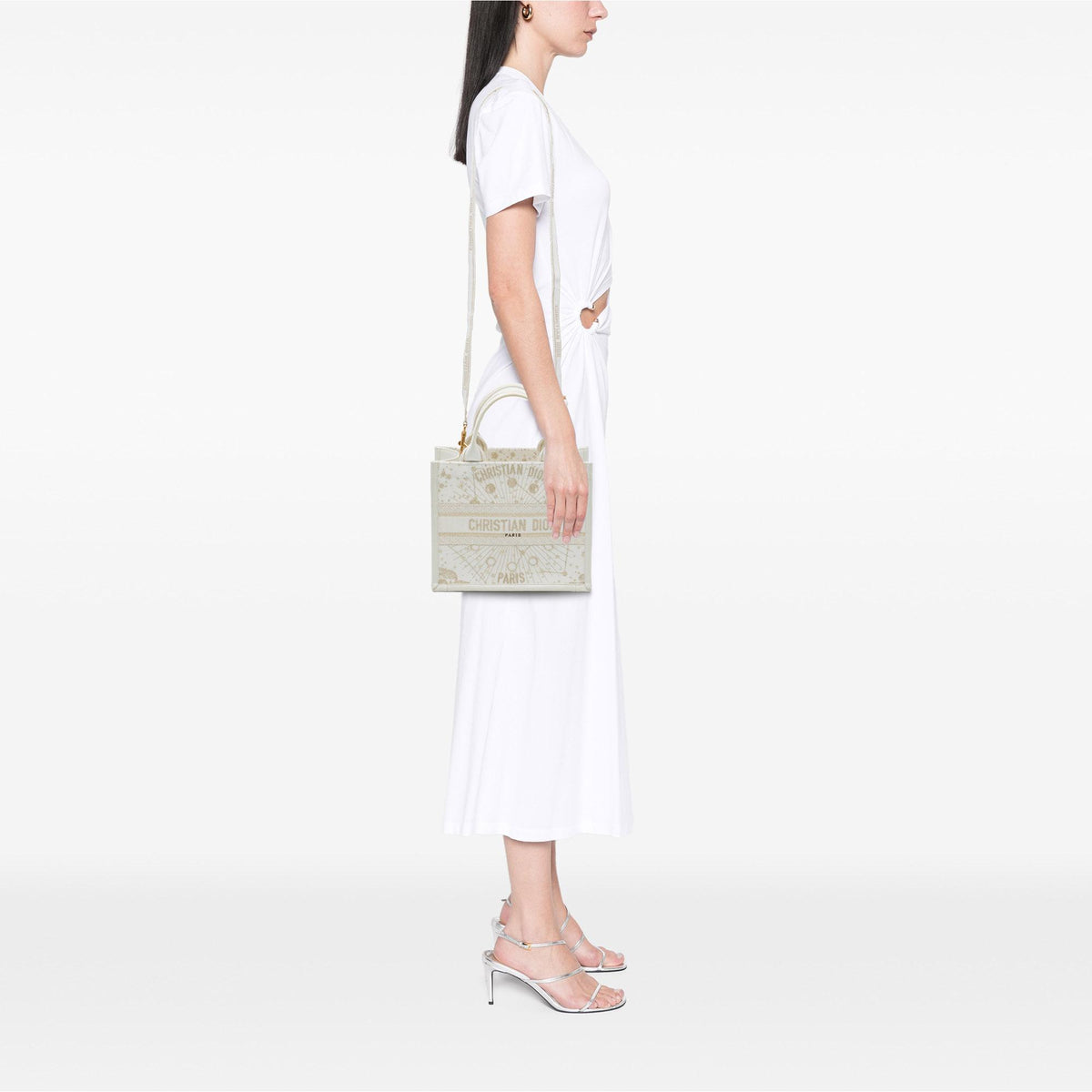 Dior Small Embroidered Canvas Gold Star Book Tote
