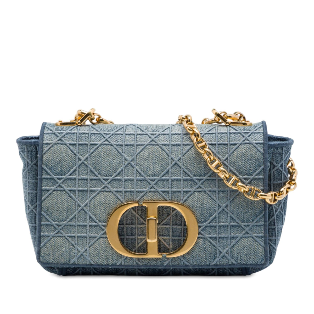 Dior Small Embroidered Denim Cannage Caro Bag