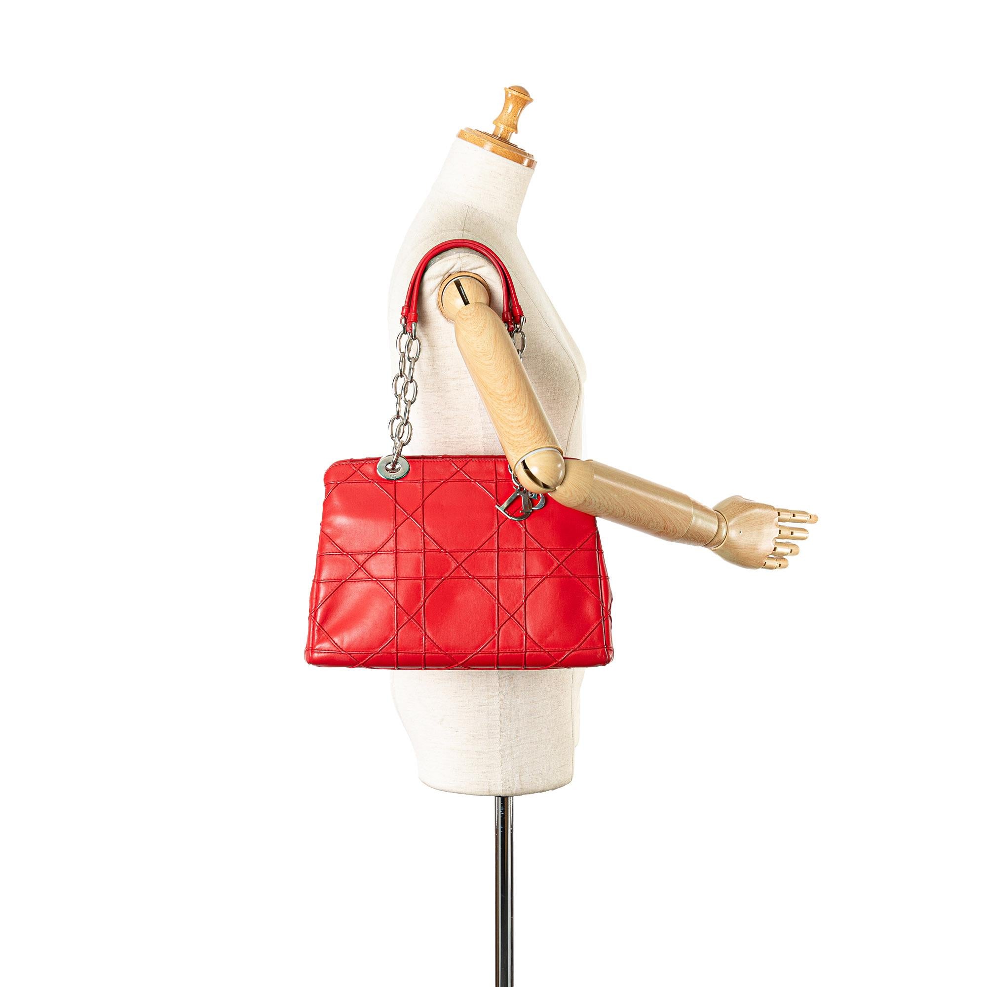 Dior Small Lambskin Cannage Soft Zip Shopping Tote (SHG-nnBORZ)