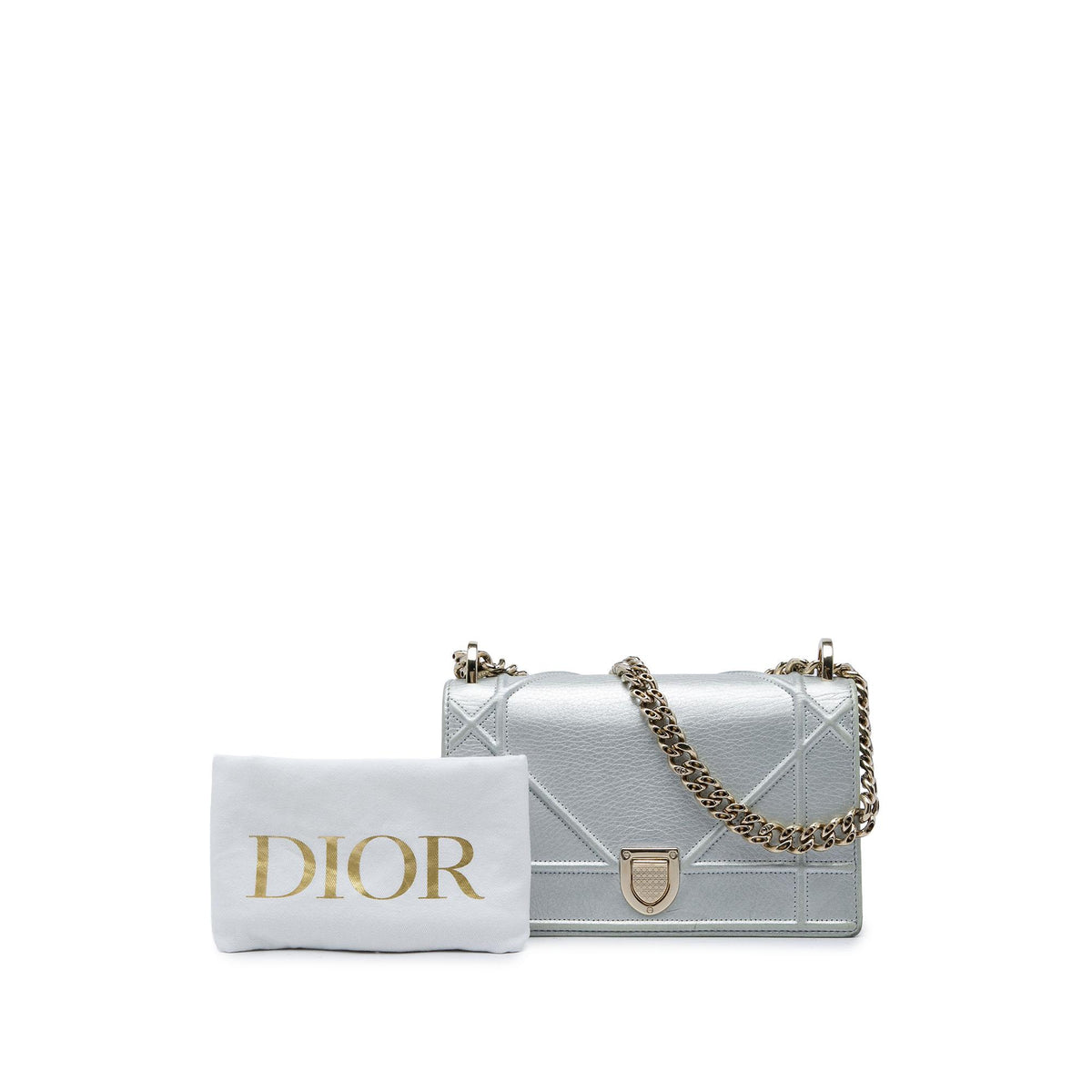 Dior Small Metallic Grained Calfskin Diorama Flap