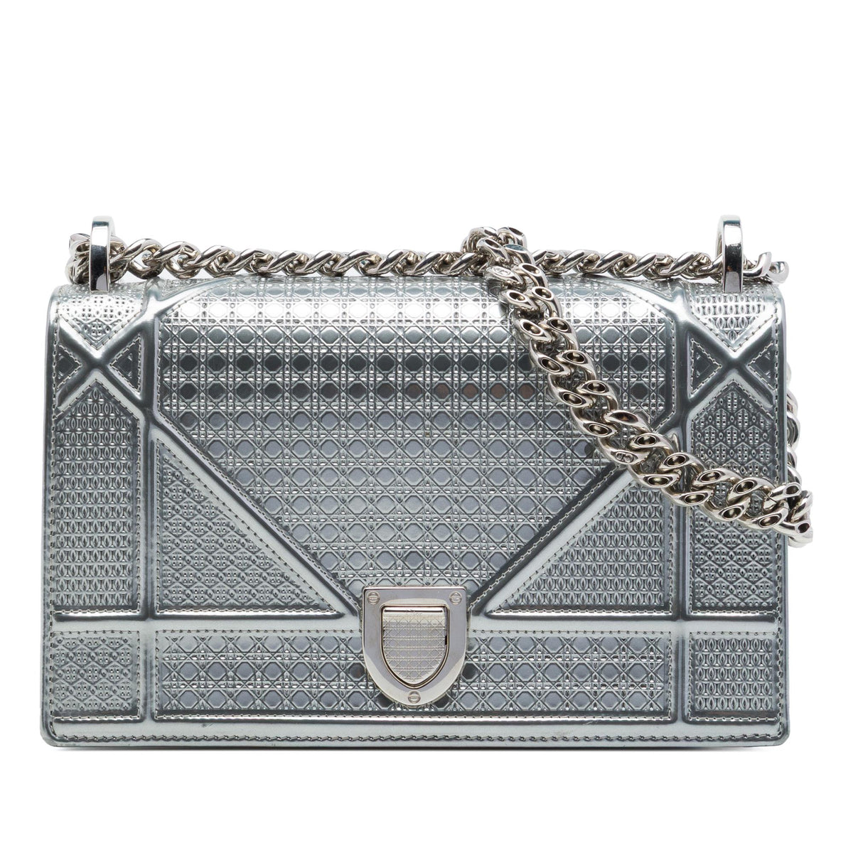 Dior Small Metallic Patent Microcannage Diorama Flap