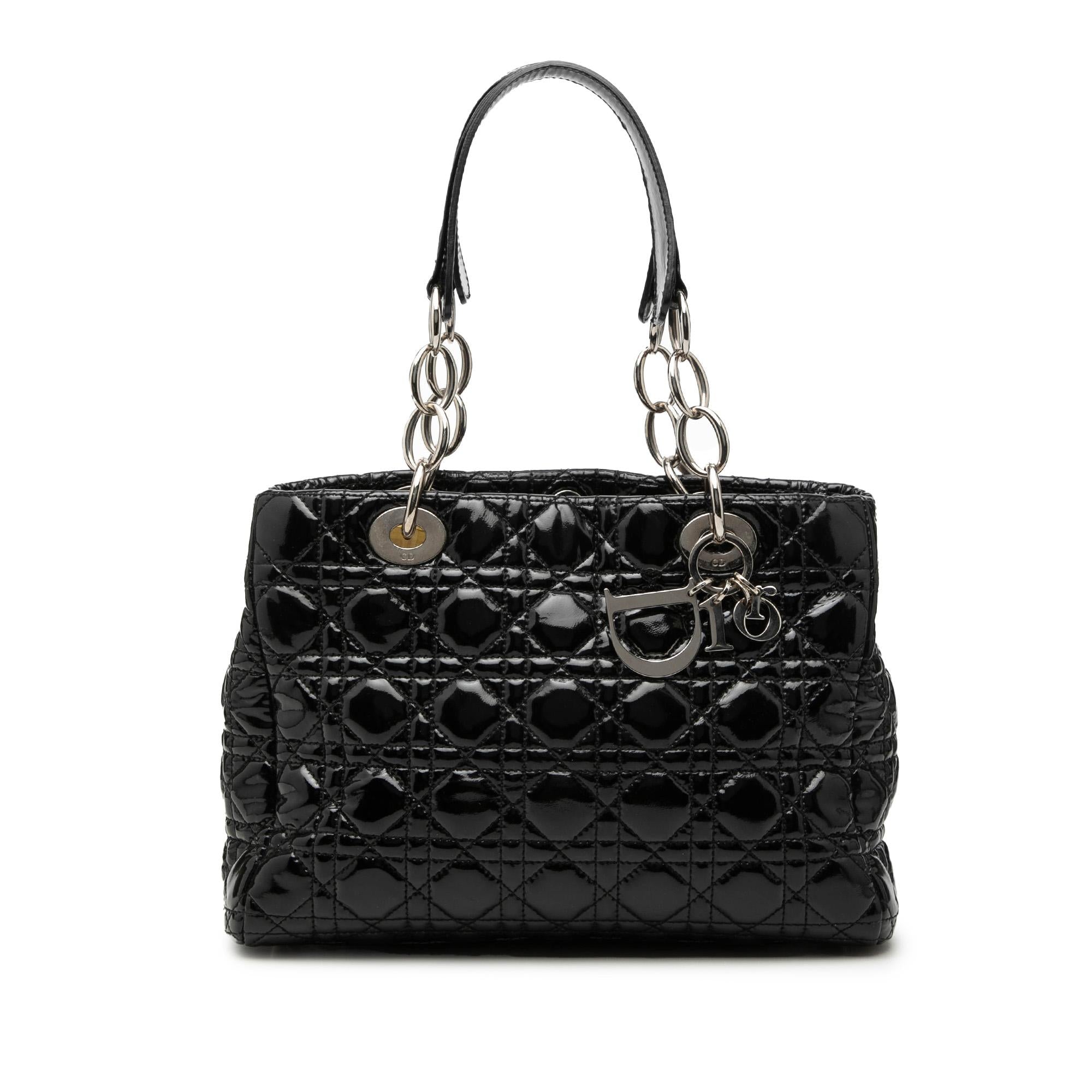 Dior Small Patent Cannage Soft Zipped Shopping Tote