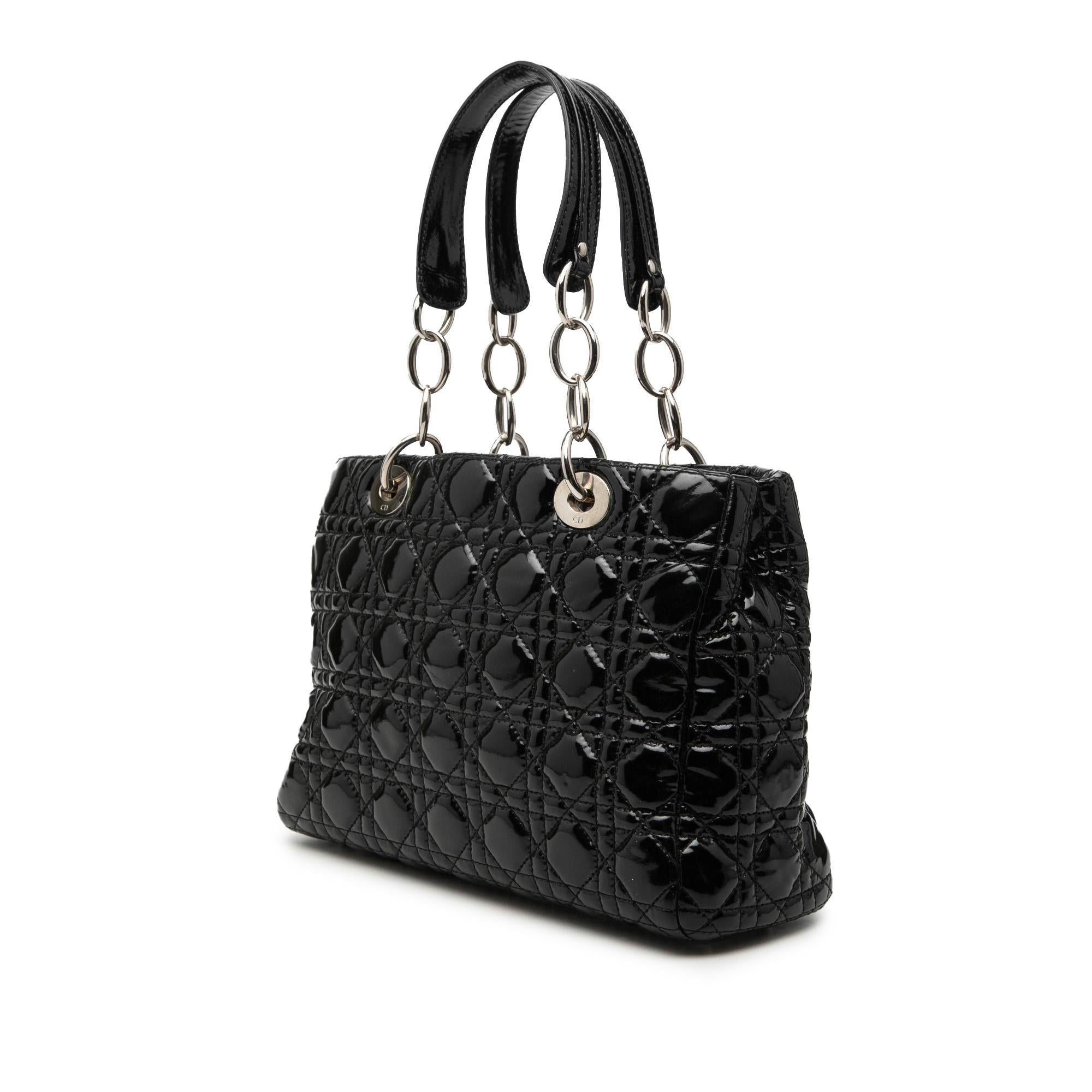 Dior Small Patent Cannage Soft Zipped Shopping Tote