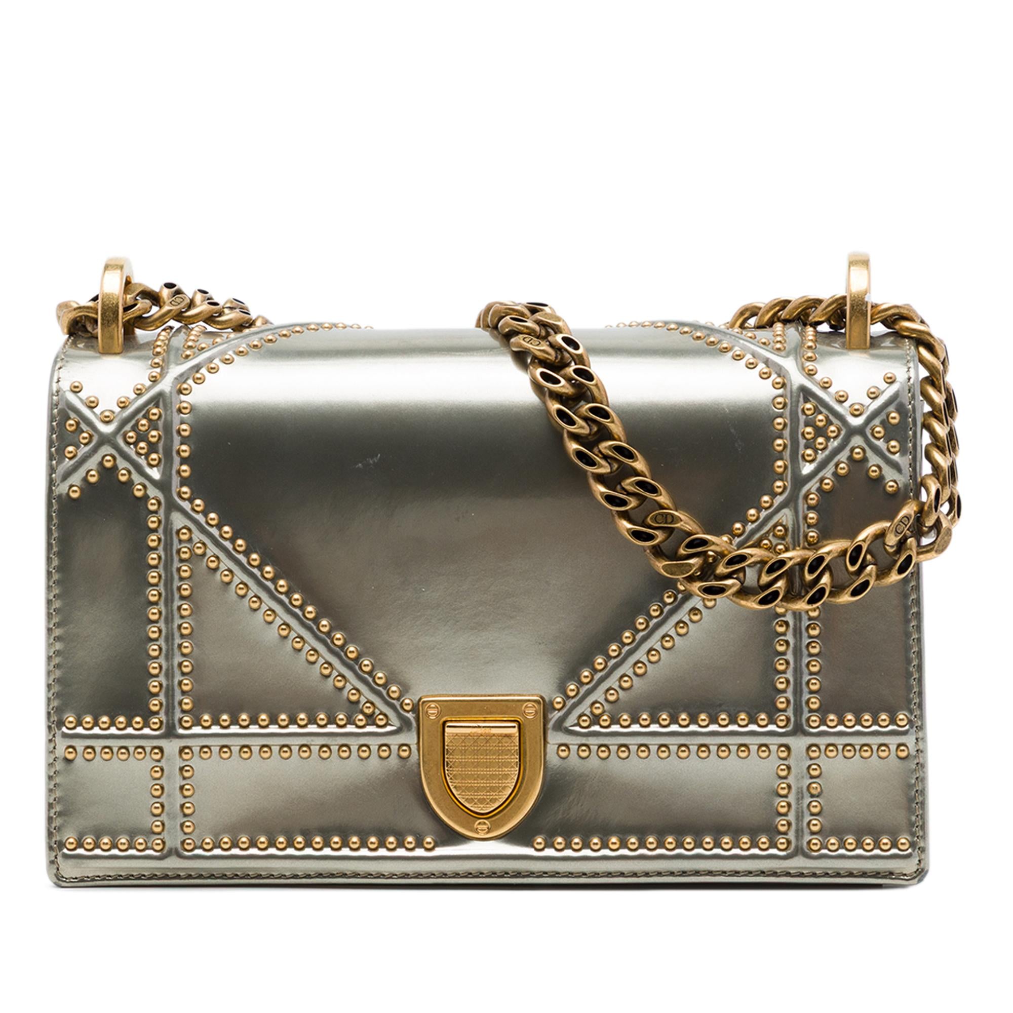Dior Small Studded Patent Diorama Flap