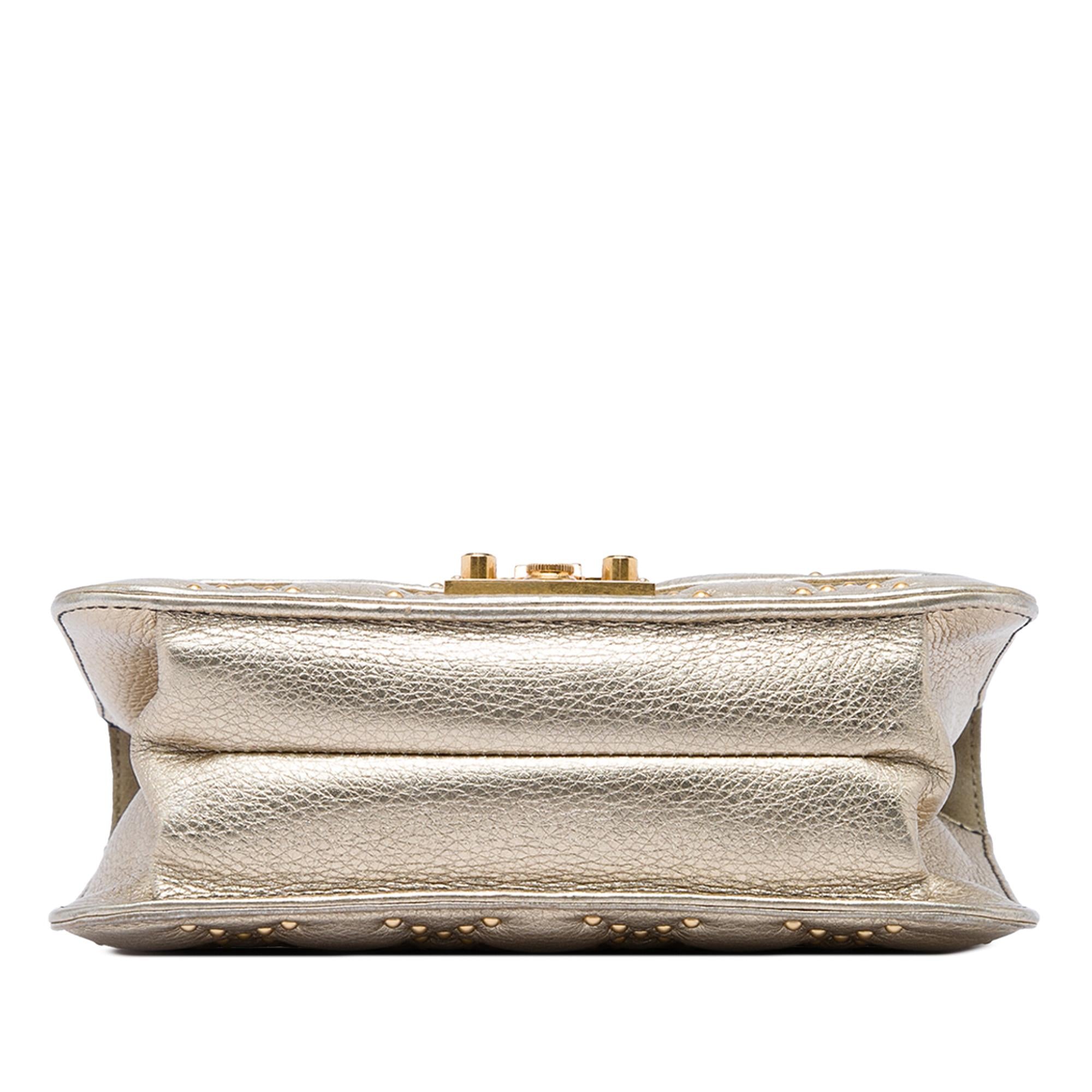 Dior Studded Metallic Lambskin DiorAddict Wallet on Chain