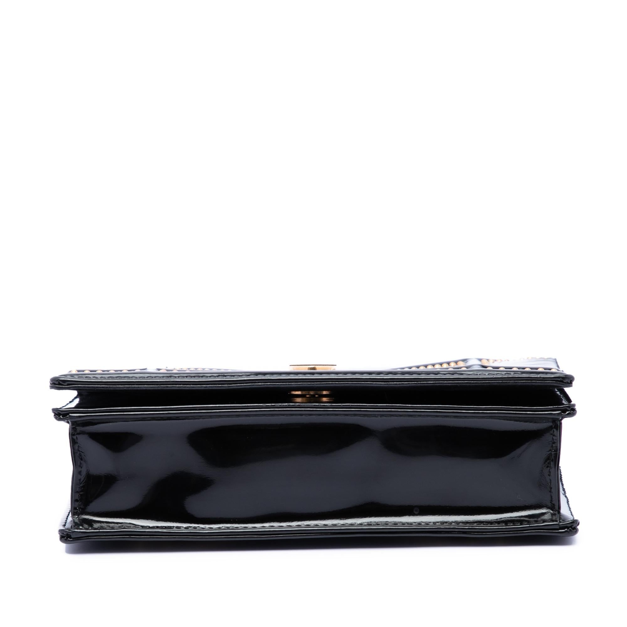 Dior Studded Patent Diorama Top Handle Wallet on Chain