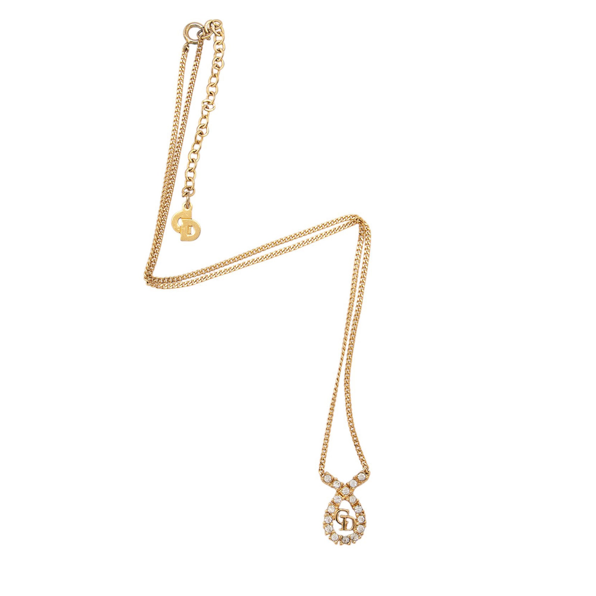 Dior Vintage Crystal Teardrop Necklace