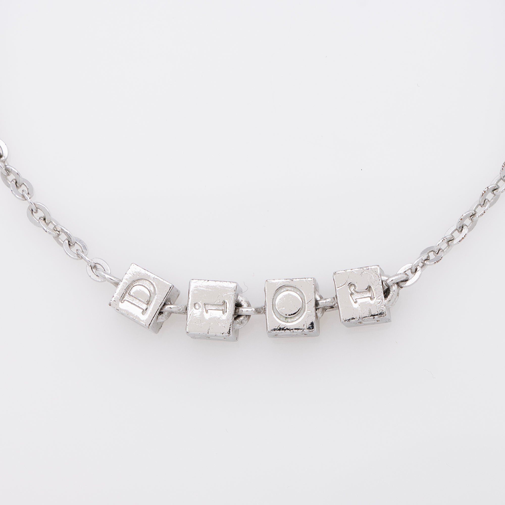 Dior Vintage Logo Cubes Charm Bracelet