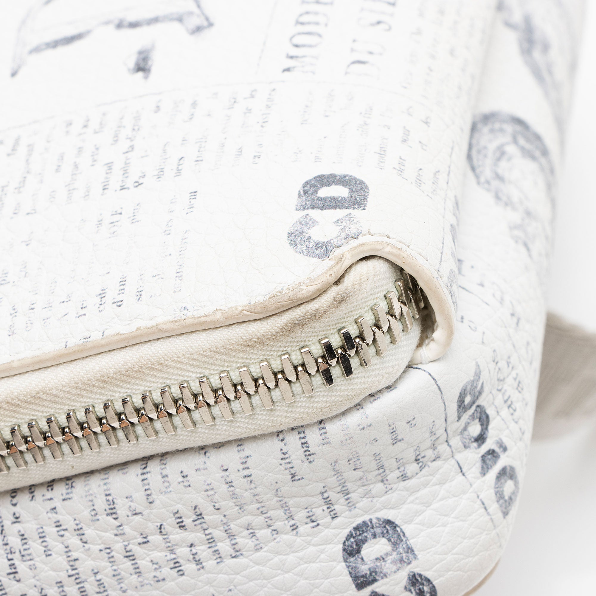 Dior x Daniel Arsham Leather Newsprint Double Zip Crossbody