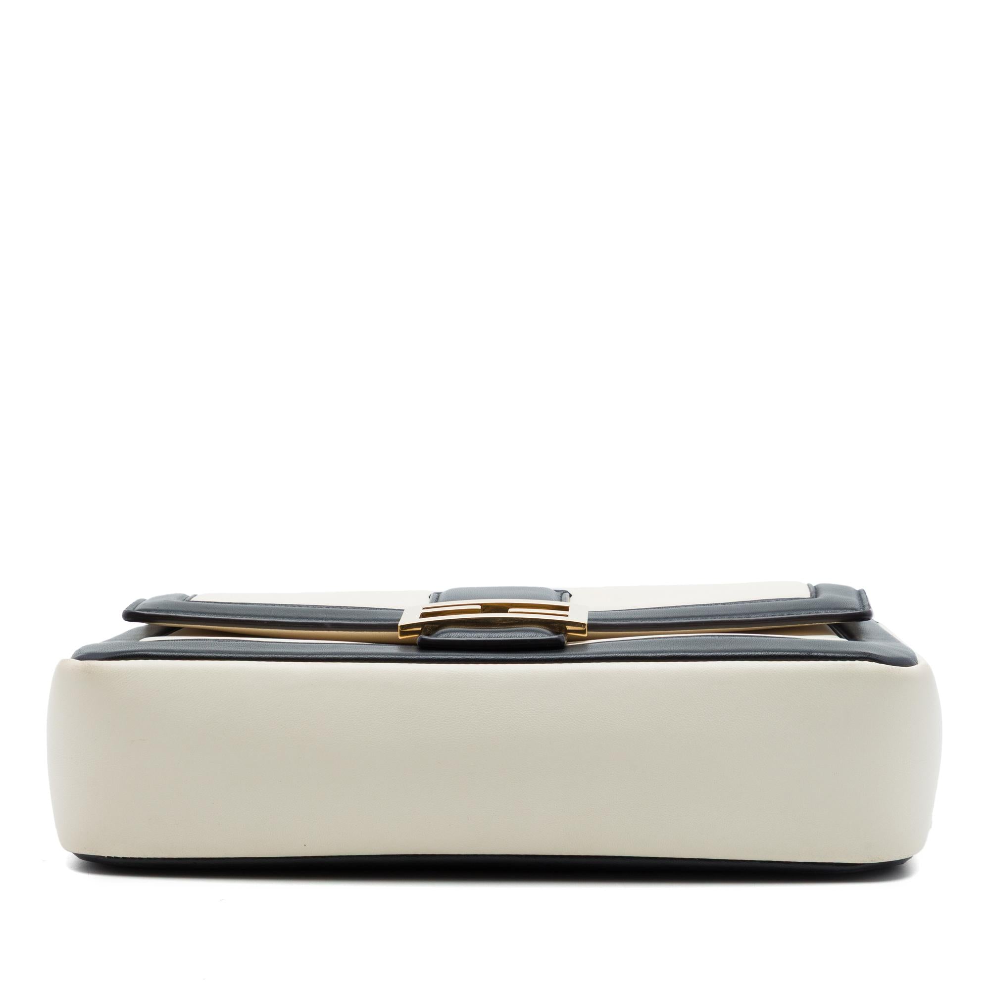 Fendi Bicolor Leather Chain Midi Baguette