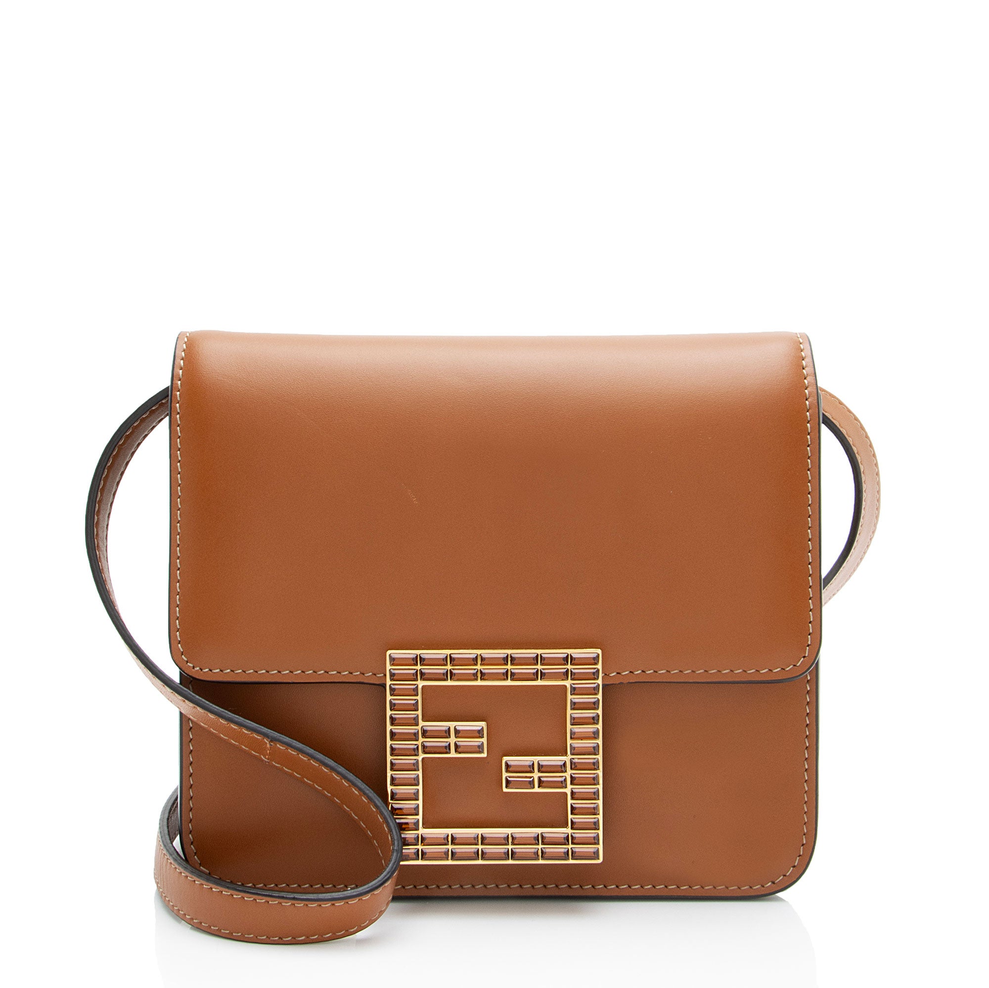 Fendi Calfskin Crystal Fab Small Crossbody
