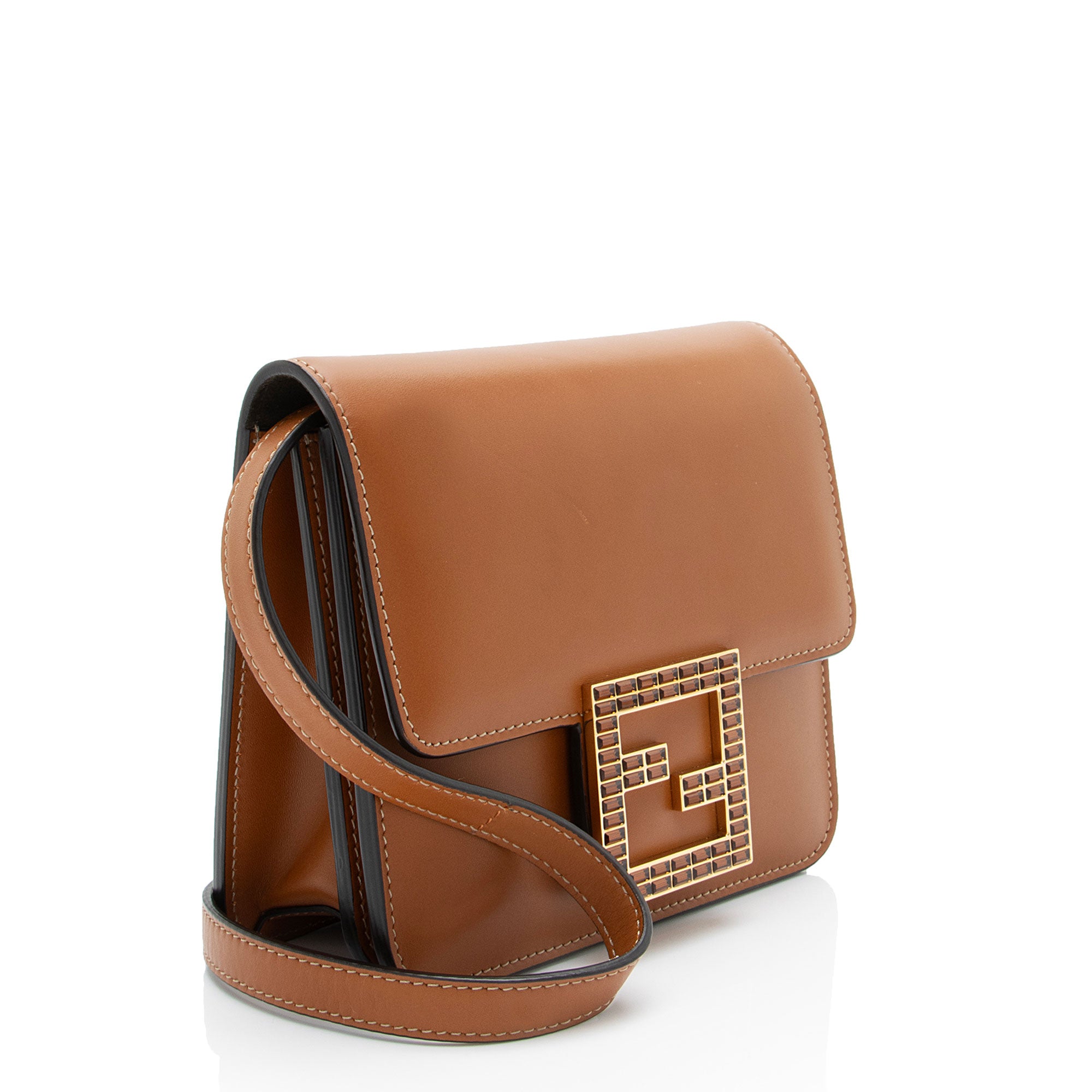 Fendi Calfskin Crystal Fab Small Crossbody