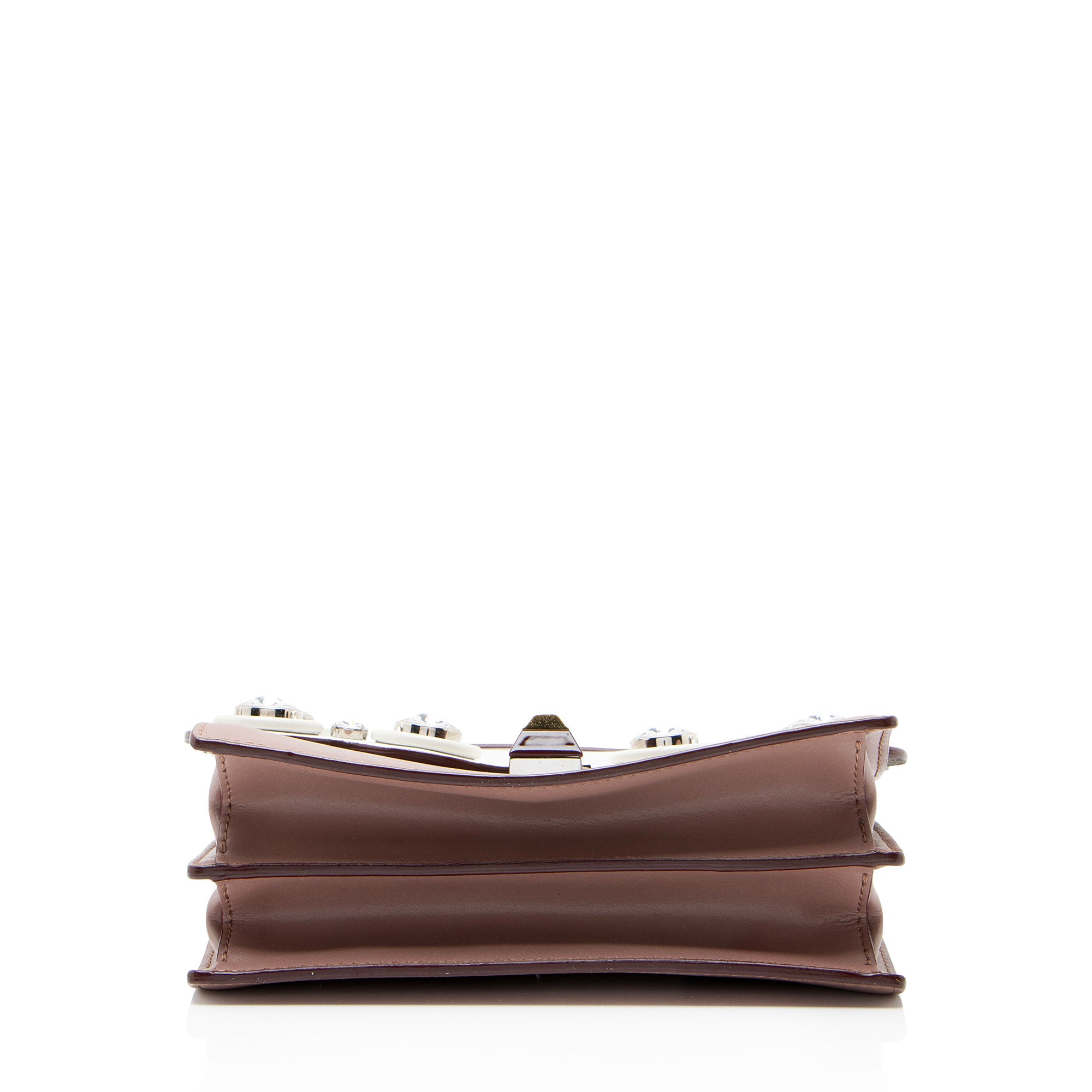 Fendi Calfskin Crystal Studded Kan I Small Shoulder Bag