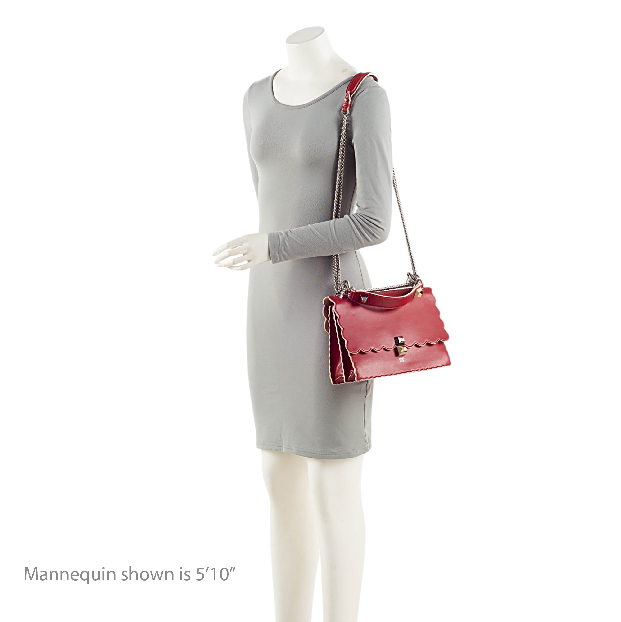 Fendi Calfskin Studded Kan I Medium Shoulder Bag