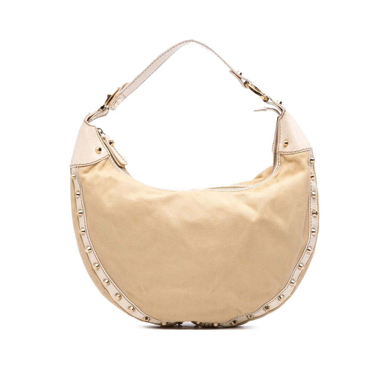 Fendi Canvas Studded Hobo