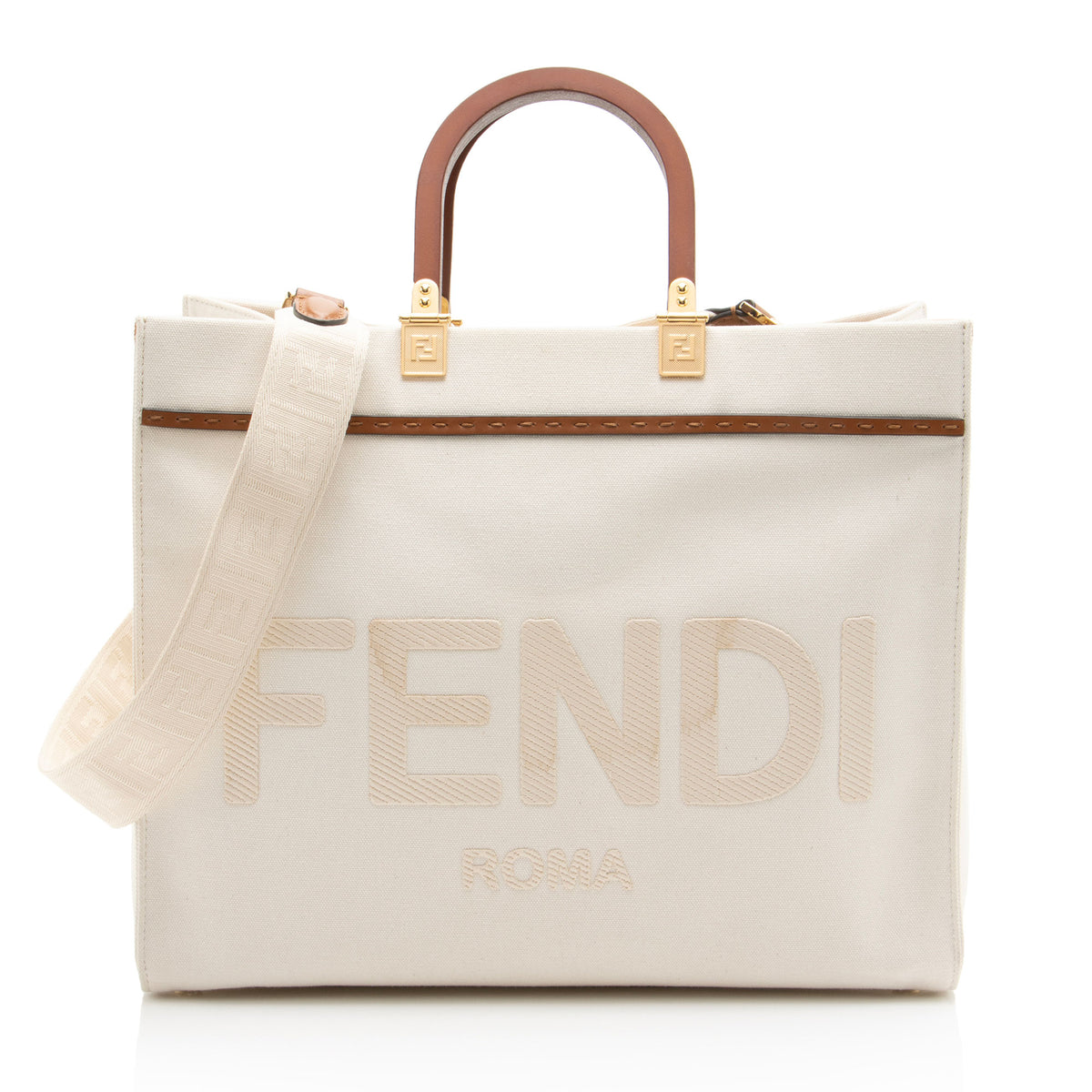 Fendi Canvas Sunshine Medium Shopper Tote